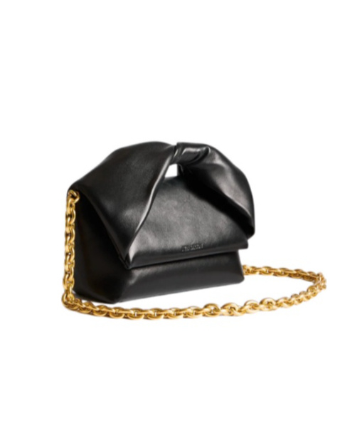 Jw Anderson Shoulder Bag Chain Strap Fold Over Flap In Black