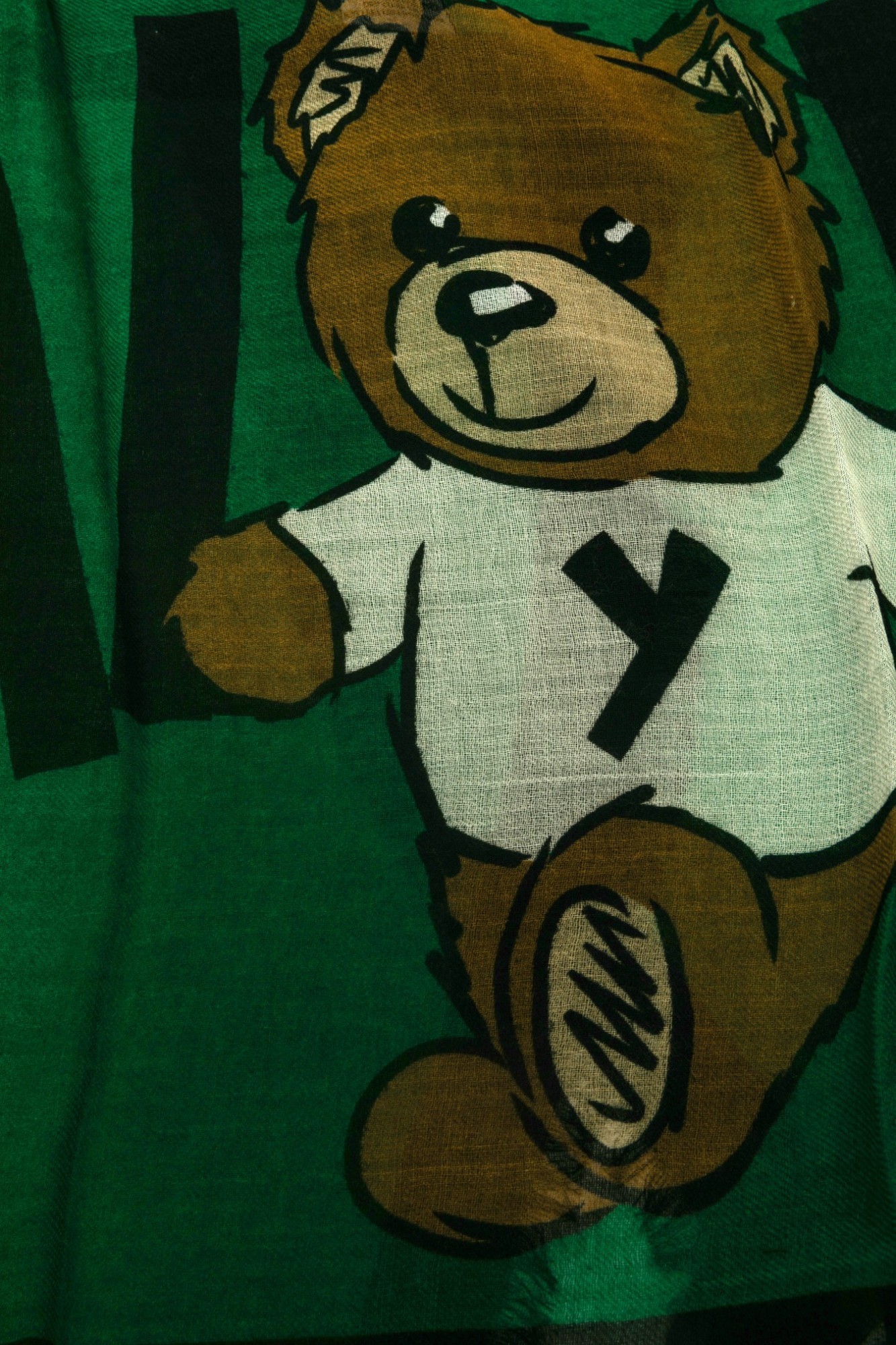 Moschino Teddy Bear Pattern Scarf In Green
