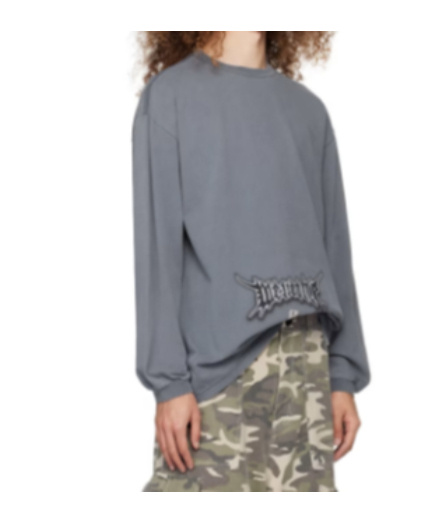 We11 Done Logo Long-sleeved T-shirt In Gray