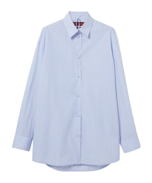 Gucci Striped Cotton Shirt In Blue