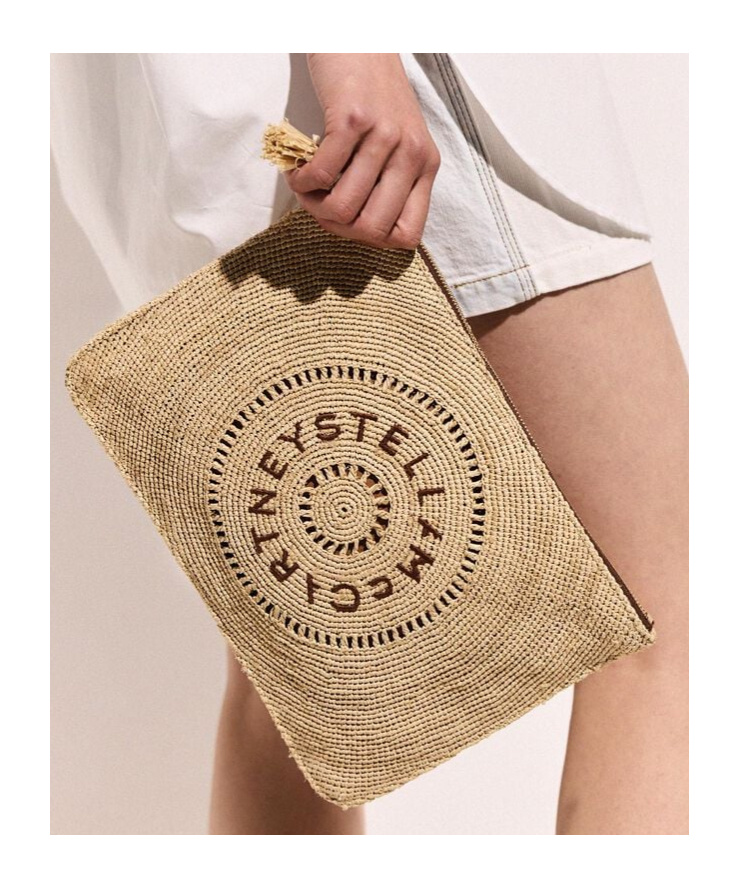 Stella Mccartney Logo Raffia Clutch Pouch