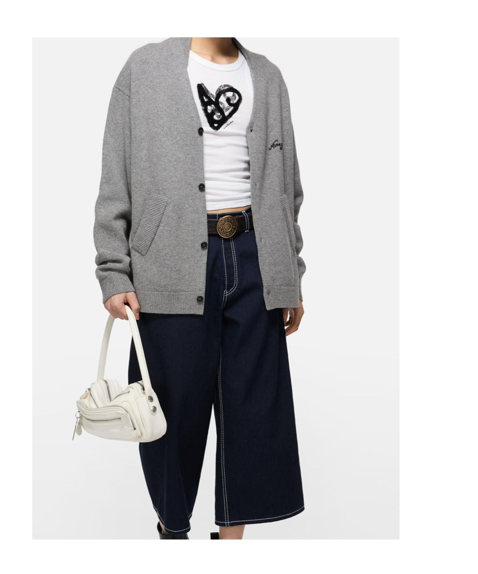 Acne Studios Relaxed-fit V-neck Cardigan With Button-down Front And Embroidered Detailing In Blue