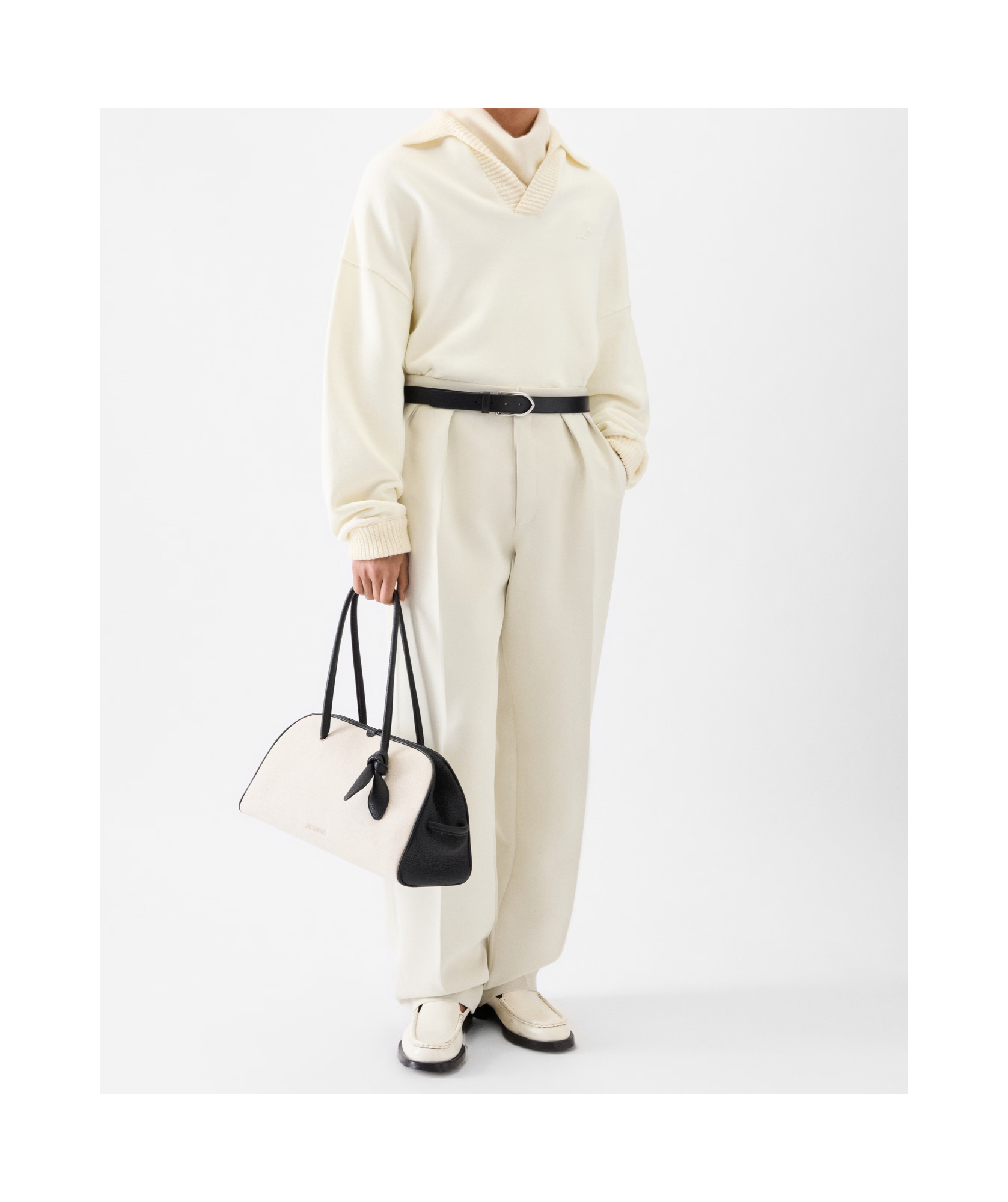 Jacquemus Ribbed Collar Long Sleeves Sweater In Neutral