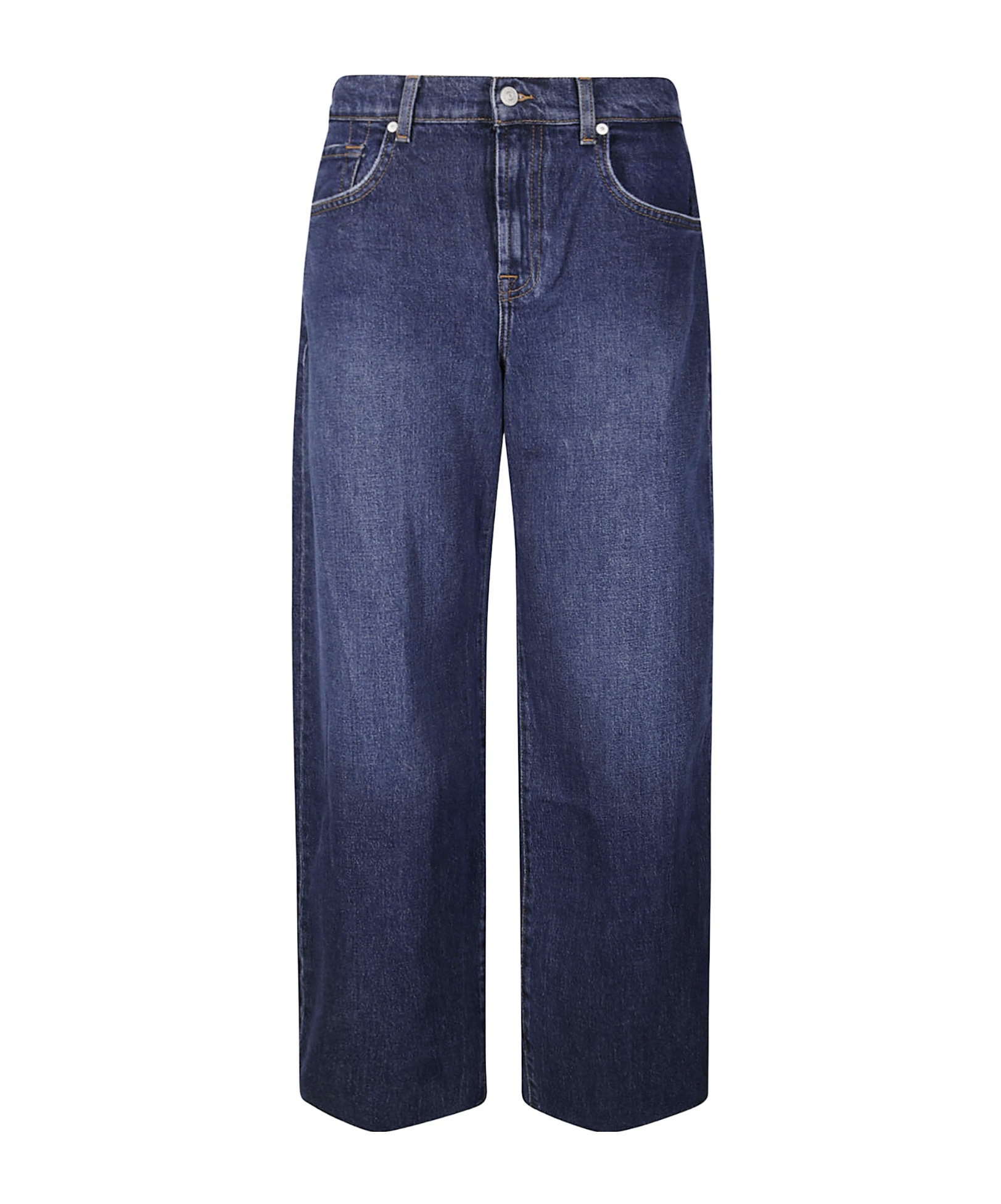 7 For All Mankind Bonnie Curvilinear Radar With Raw Cut In Blue