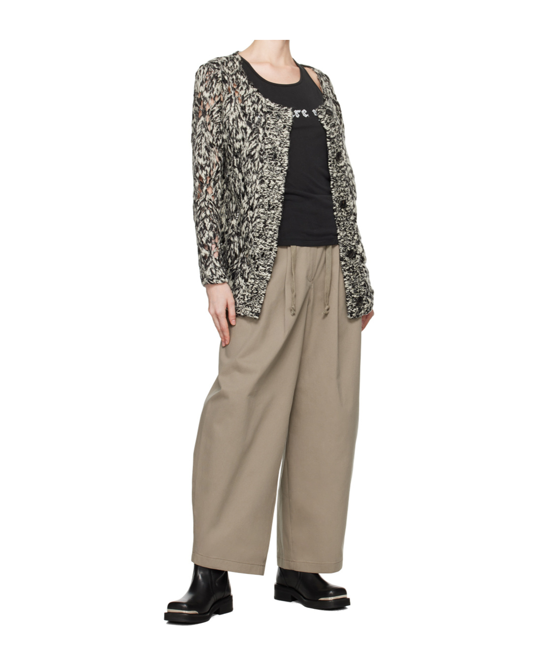 Open Yy Argyle Pointelle Cardigan In Black