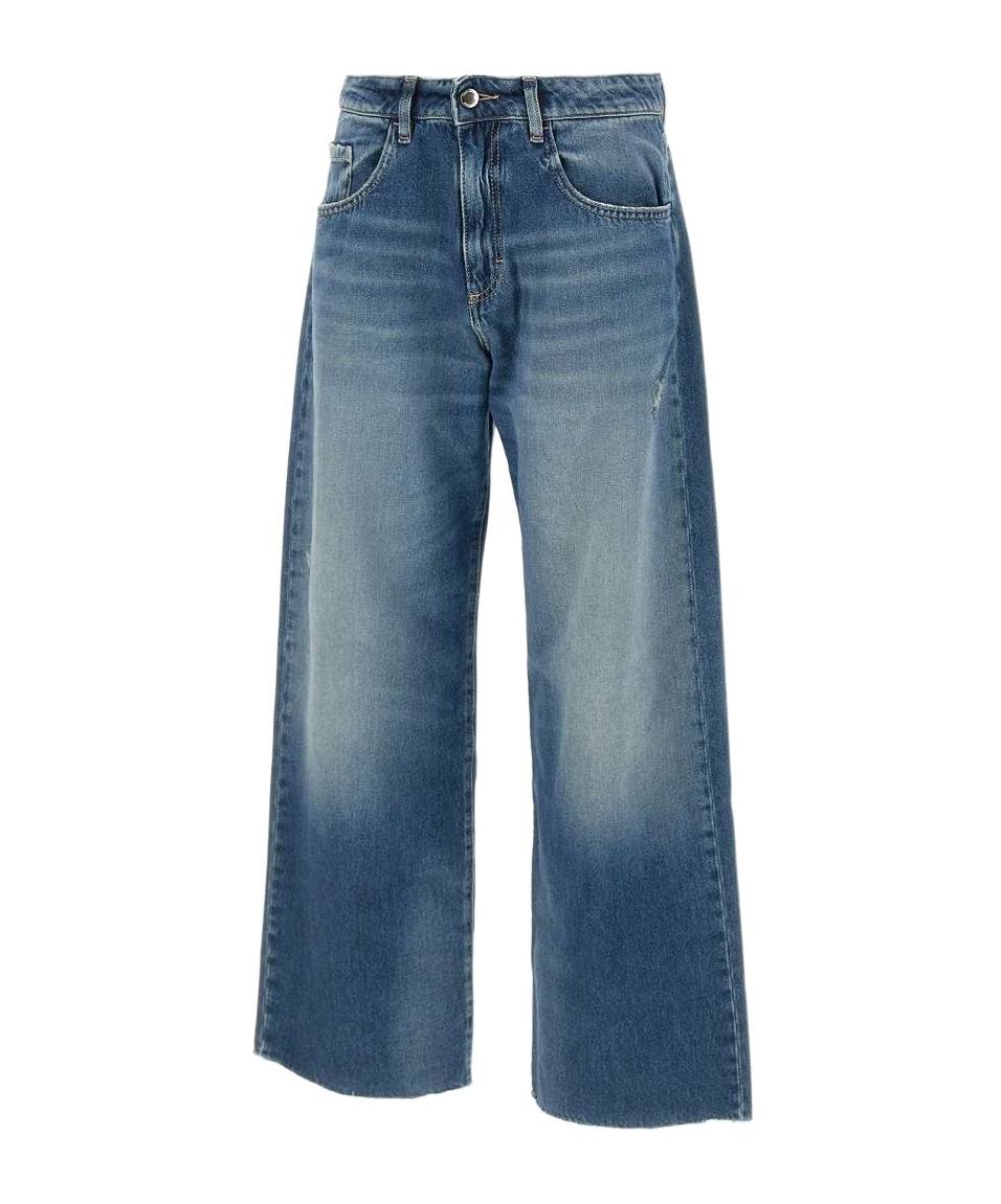 Icon Denim Poppy Blue Jeans With Medium Rise And Logo Patch On The Rear In Denim Woman