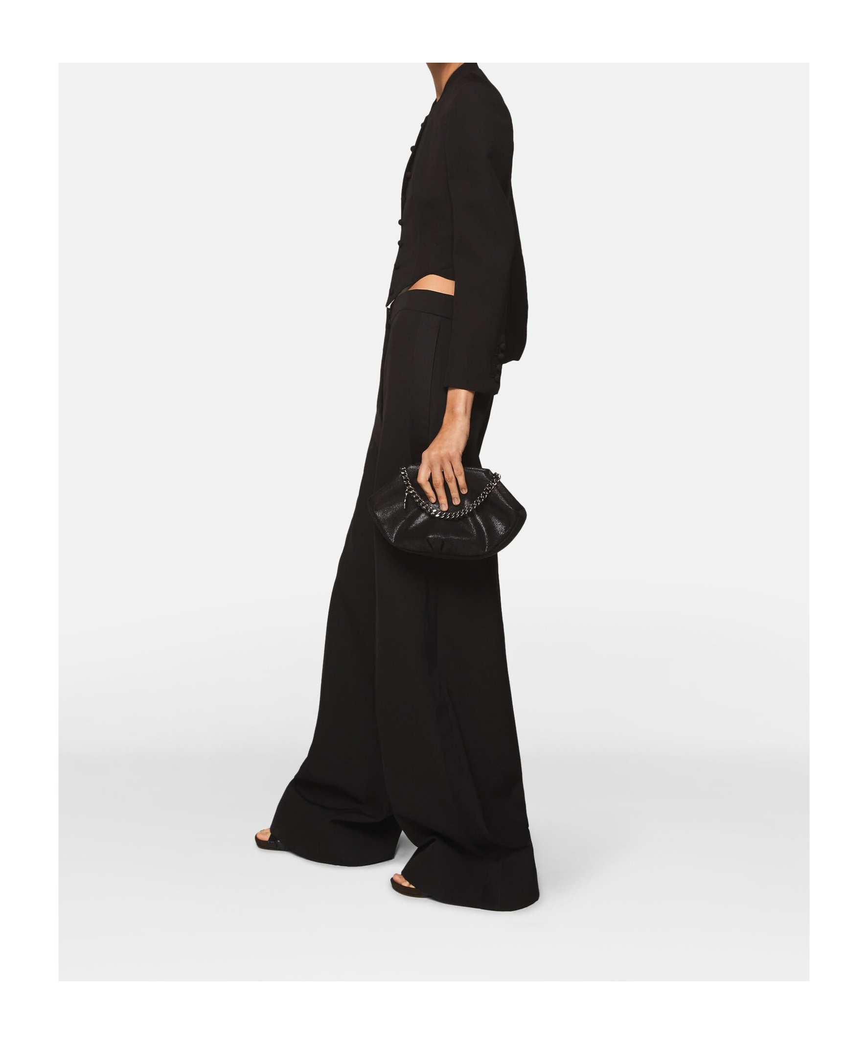 Stella Mccartney Pleated High-rise Wide-leg Wool Trousers In Black