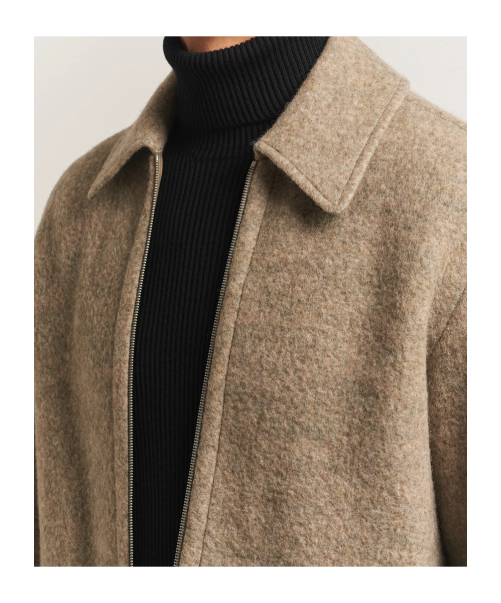 Jil Sander Zip-fastening Collared Wool Jacket In Burgundy