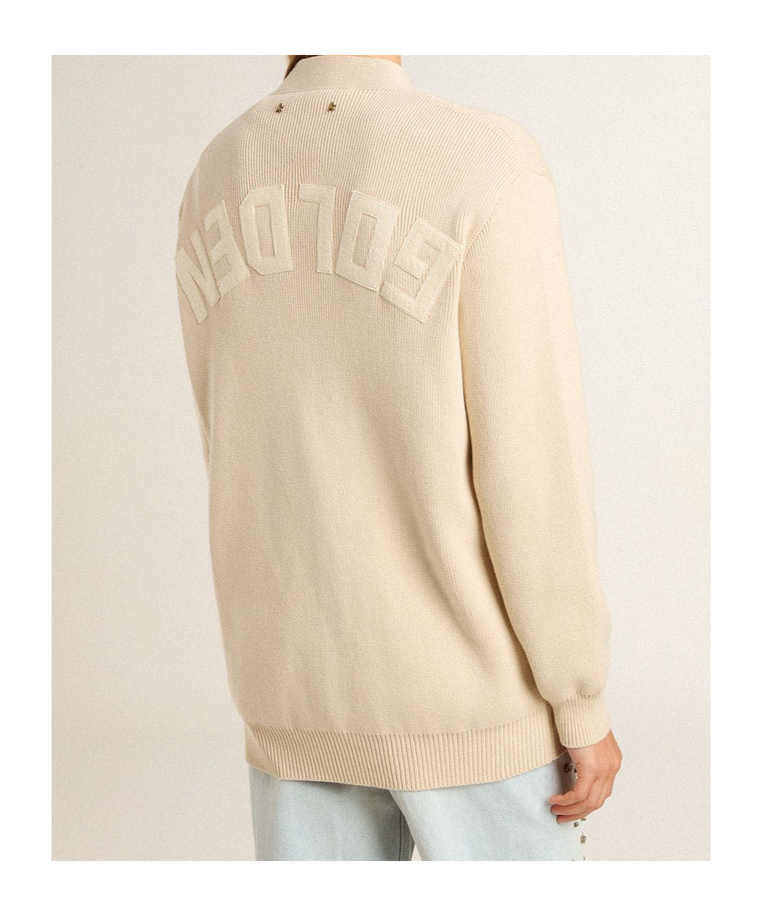 Golden Goose Womens Beige Cardigan With 'golden' Lettering On The Back In Neutral