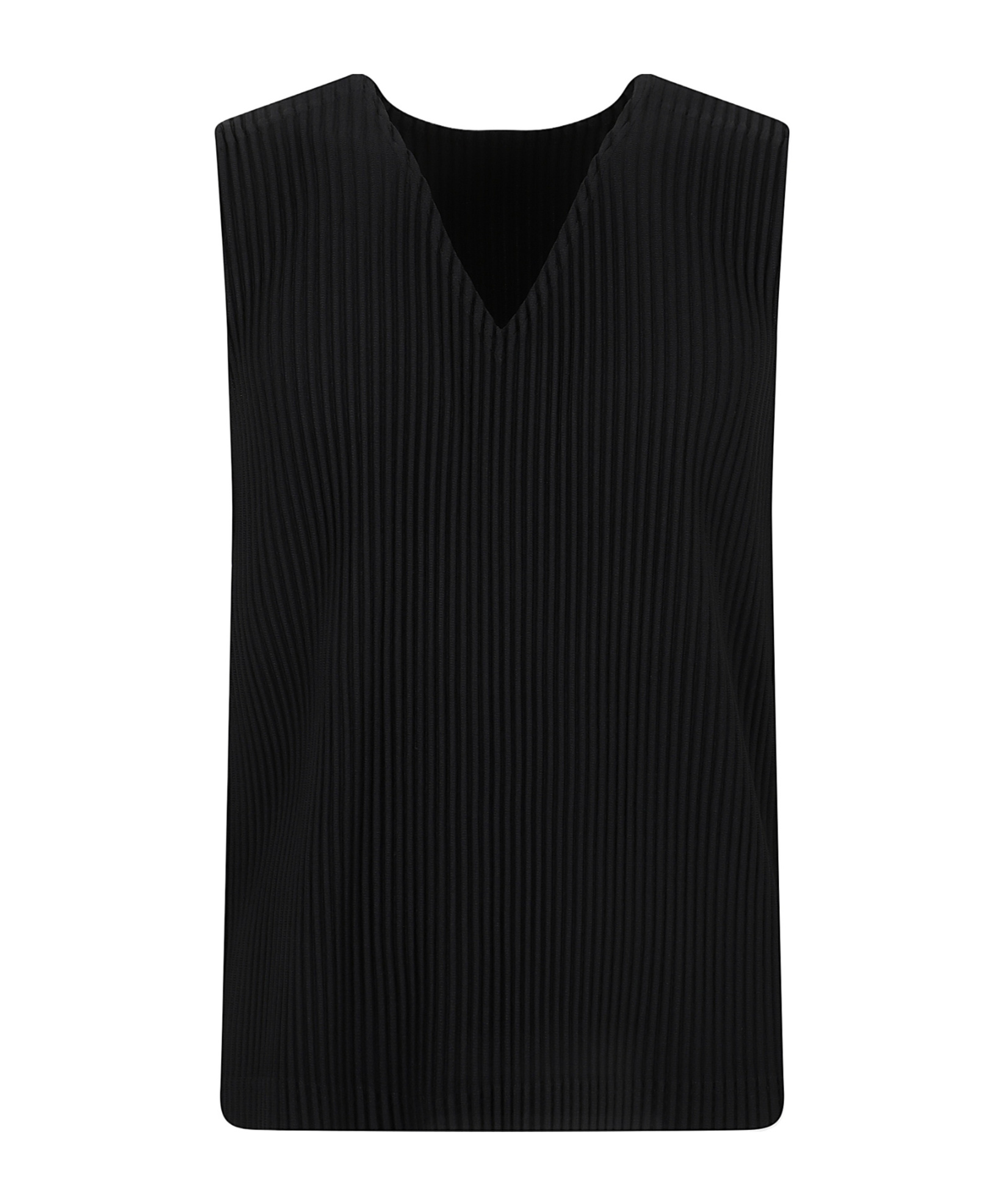Issey Miyake Homme Plissé  V-neck Pleated Vest In Black