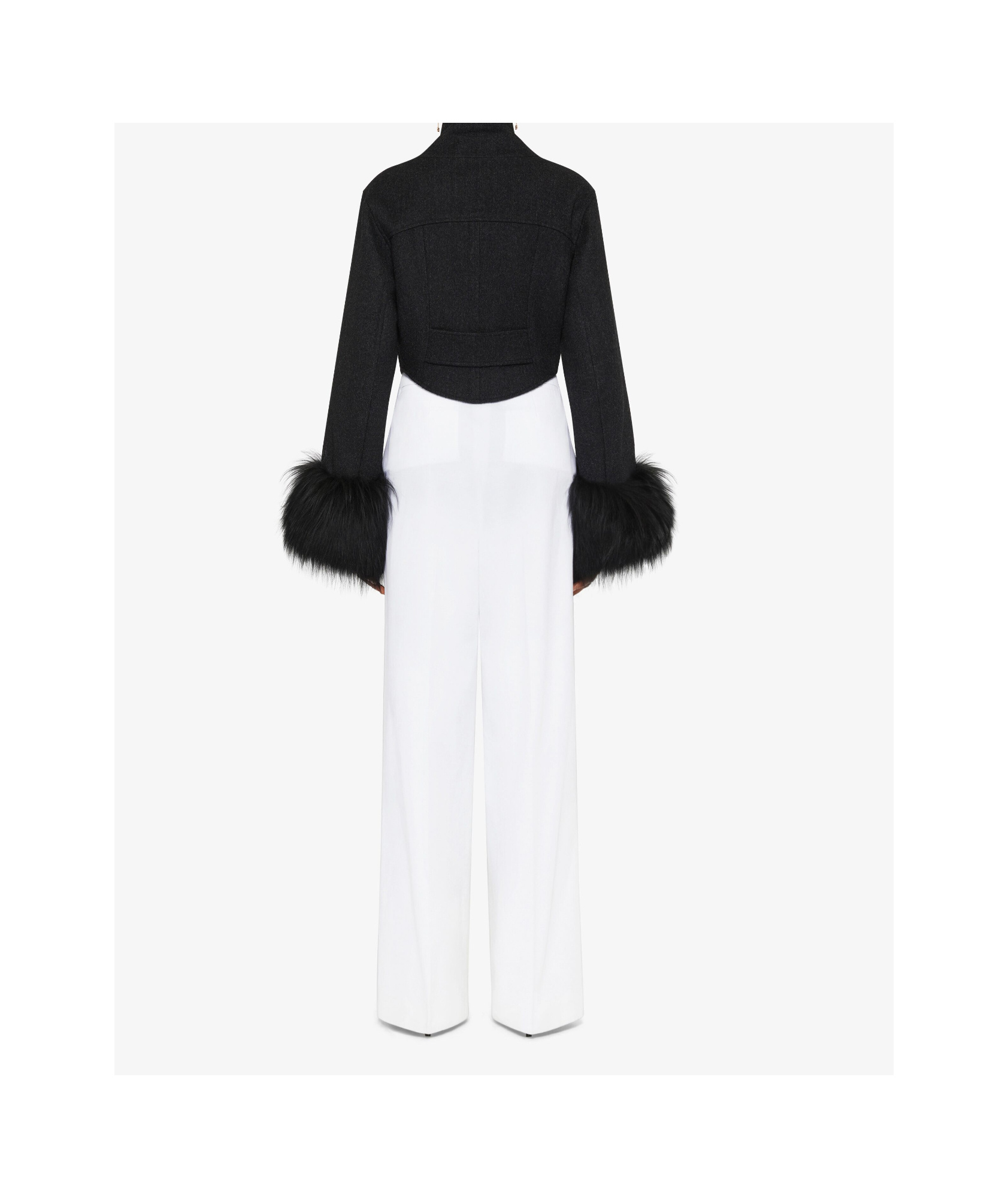 Givenchy Blouson Slim En Laine Et Fourrure In Black