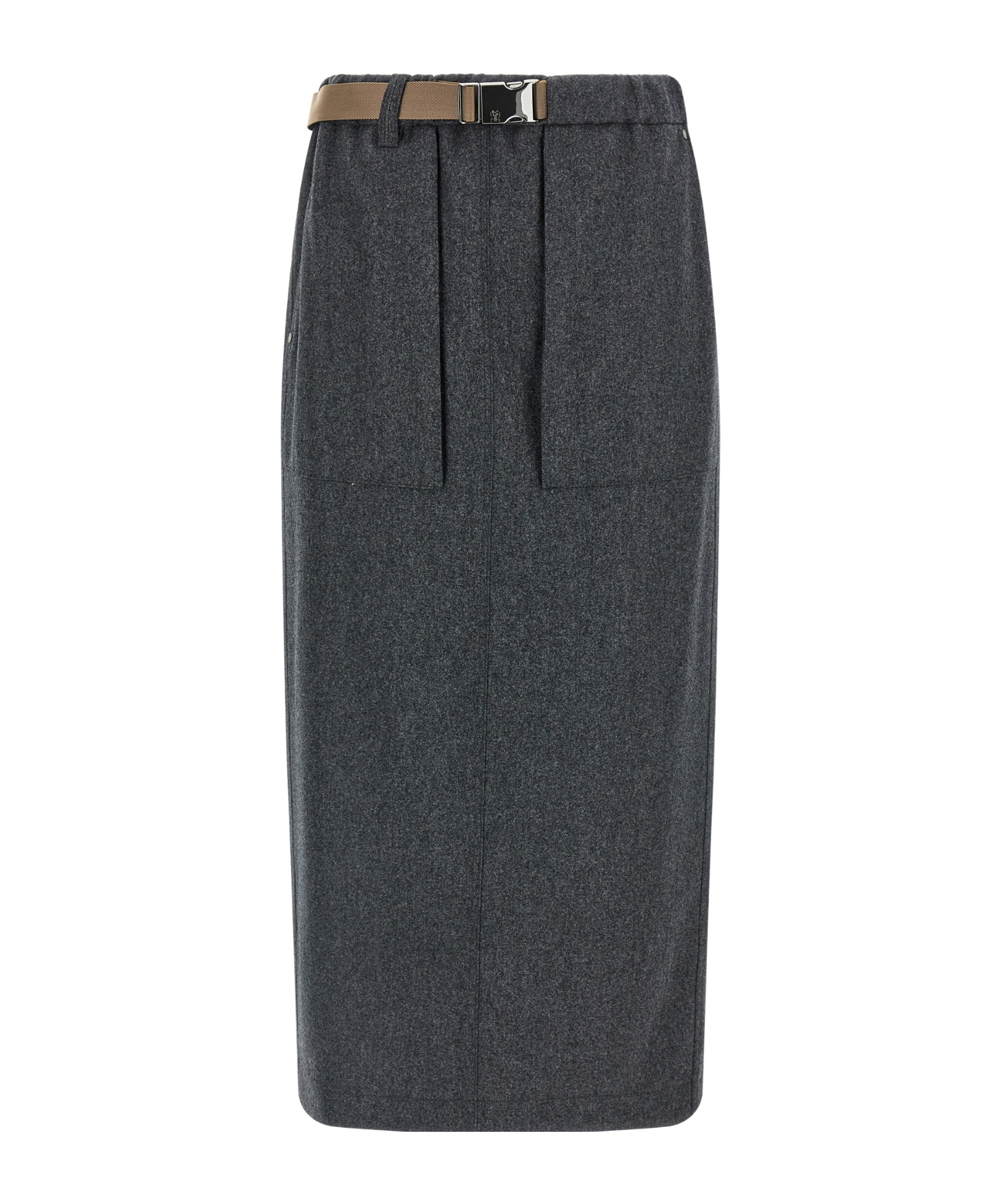 Brunello Cucinelli Elastic-waistband Monile Skirt In Gray