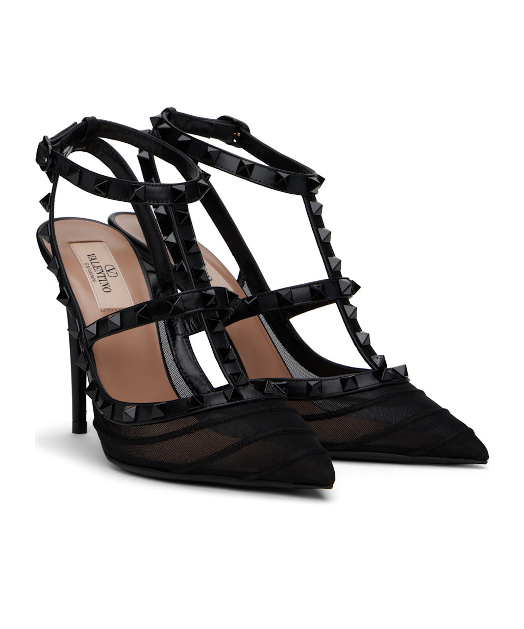 Valentino Garavani Rockstud Ankle Strap Pump With Tonal Studs 100 Mm Woman Black 41.5 In Black
