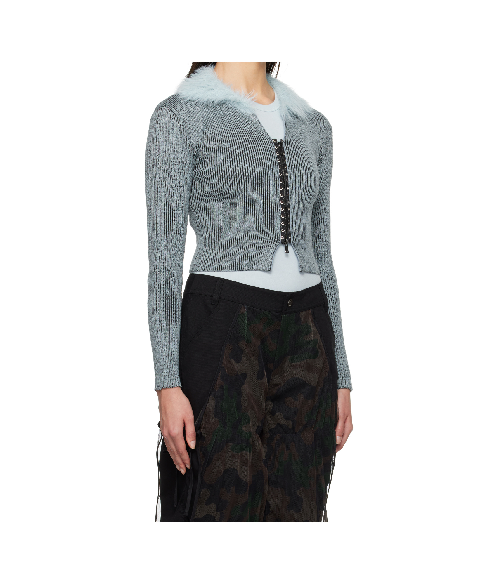 Andersson Bell Lace Up Knit Cardigan In Black