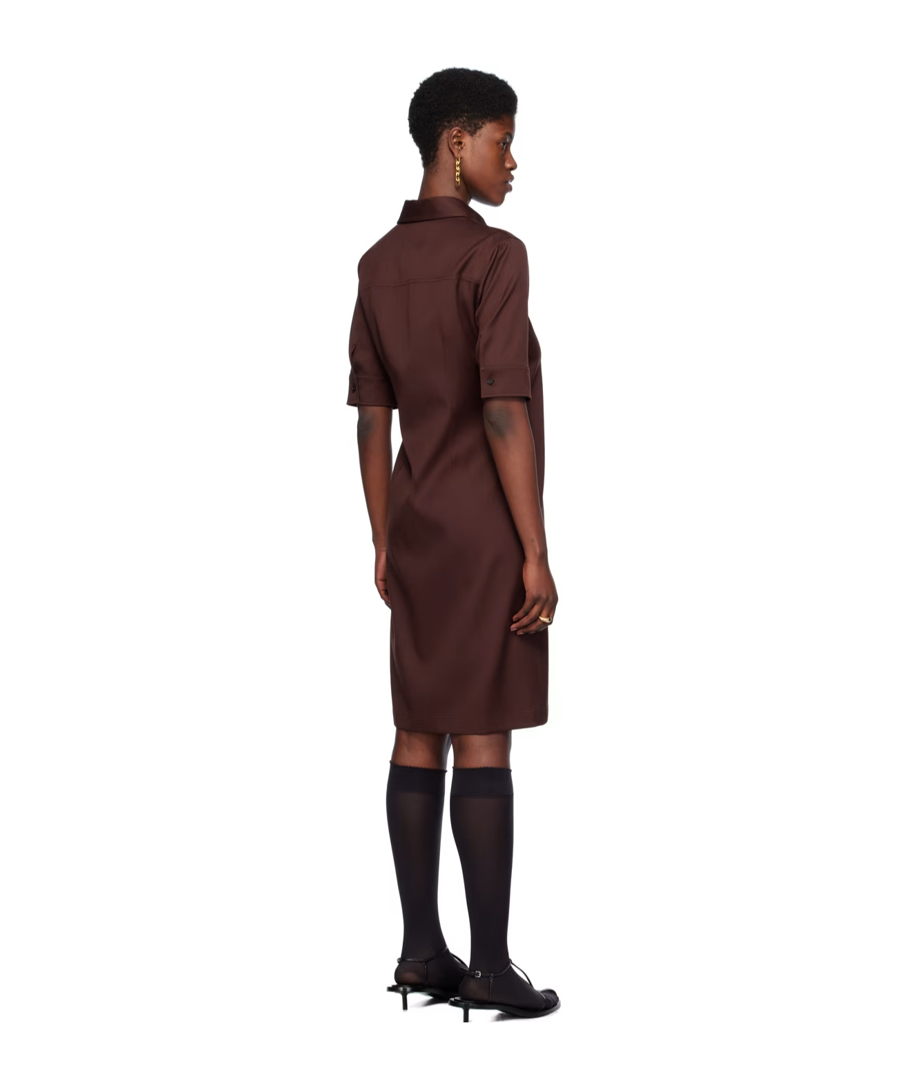 Jil Sander Shearing Wool Short-sleeved Dress In Red