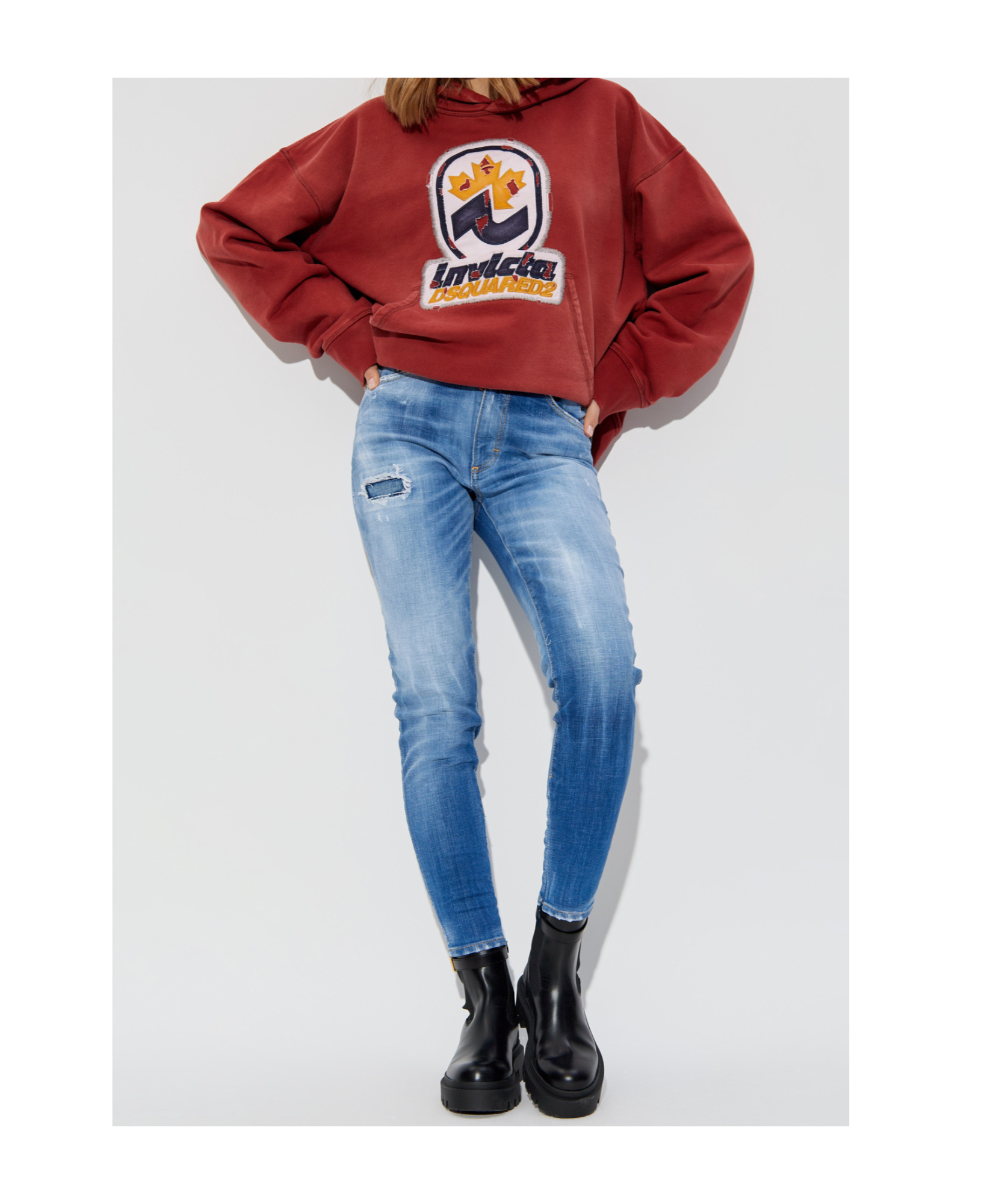 Shop Dsquared2 Logo Patch Jeans In Blue