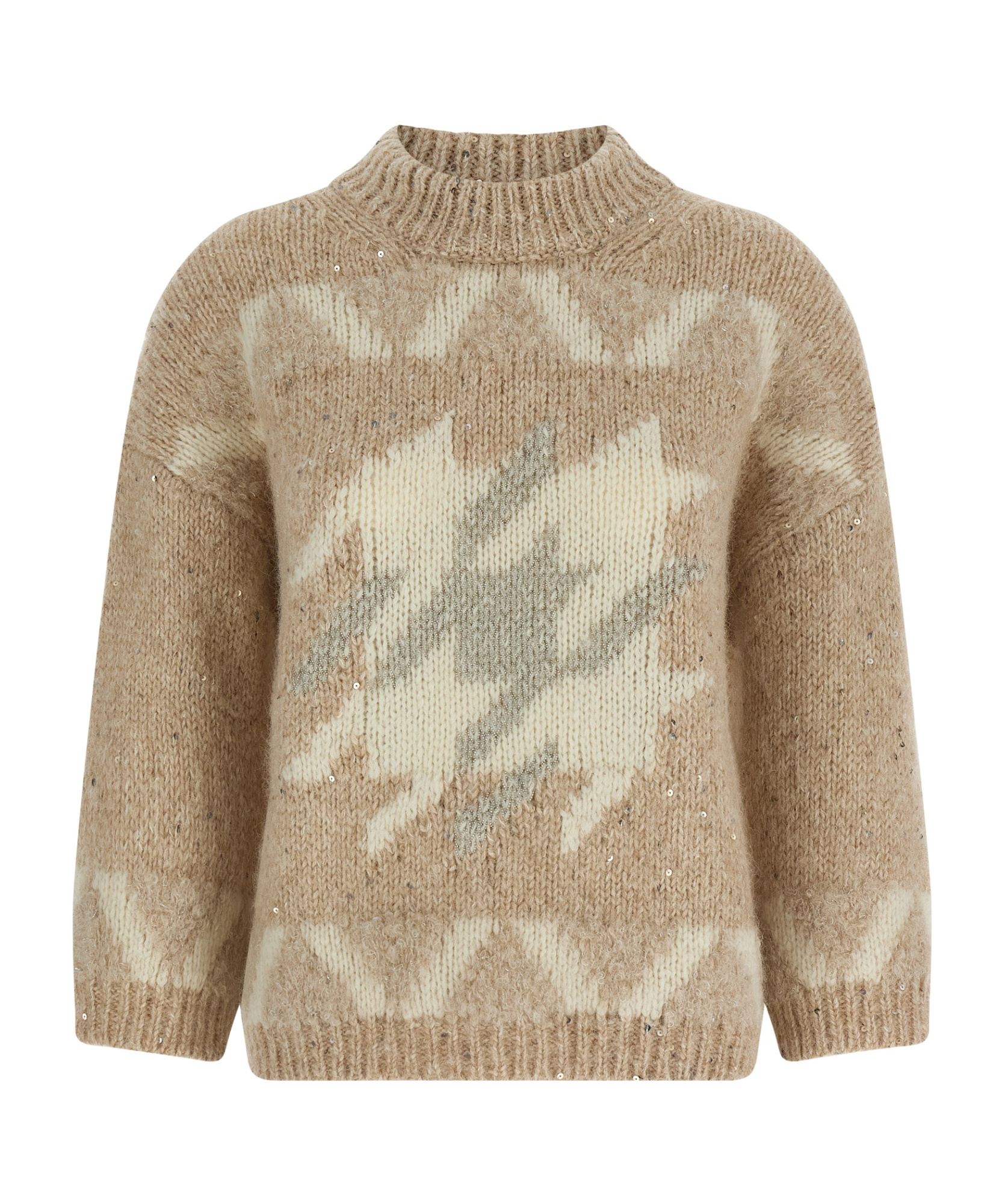 Peserico Sequin Embellished Textured Knit Sweater In Brown