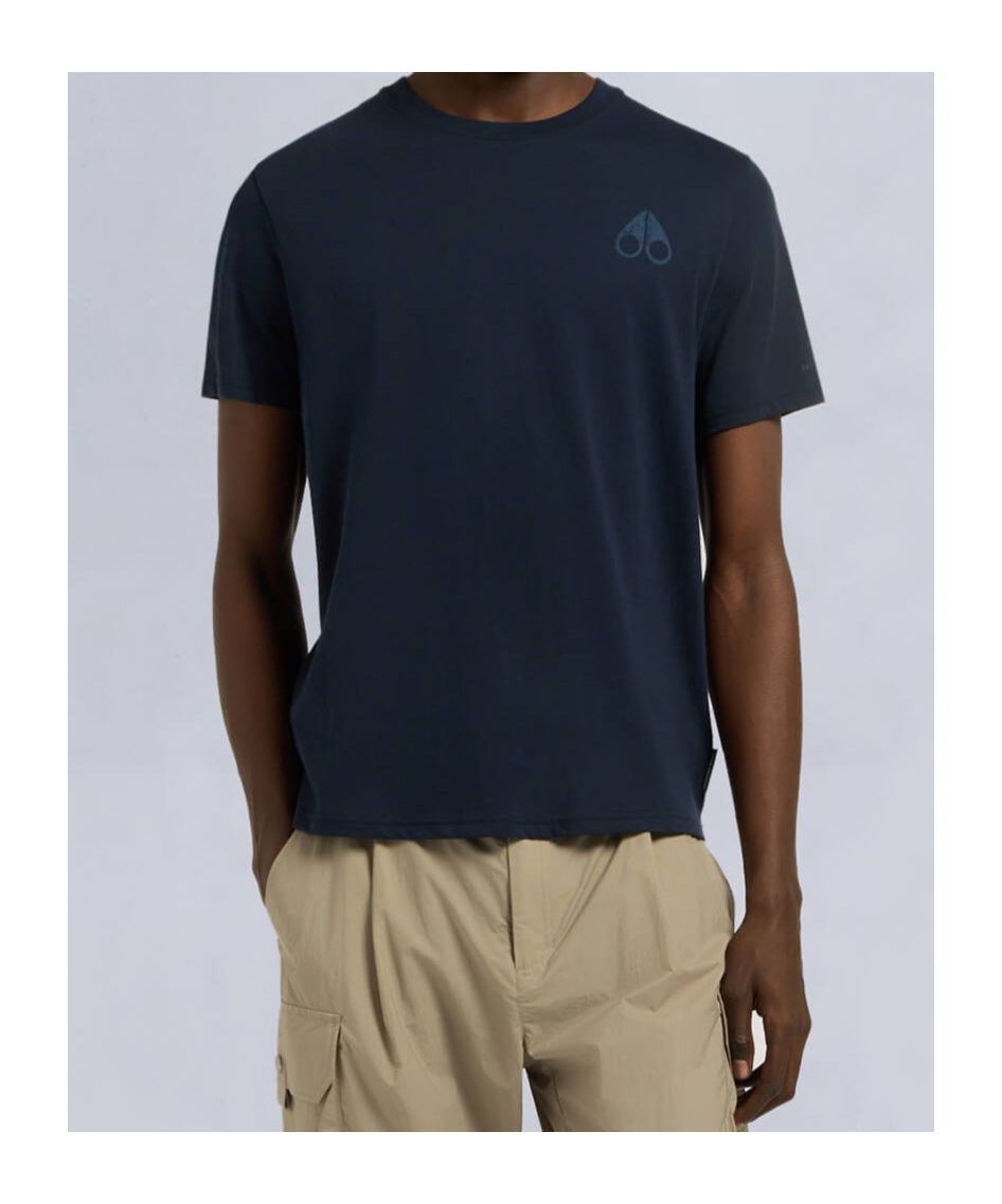 Moose Knuckles Back Print Short Sleeves Crew Neck In Black
