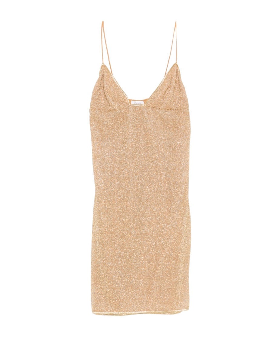 Shop Oseree Suspender Dress In Nude