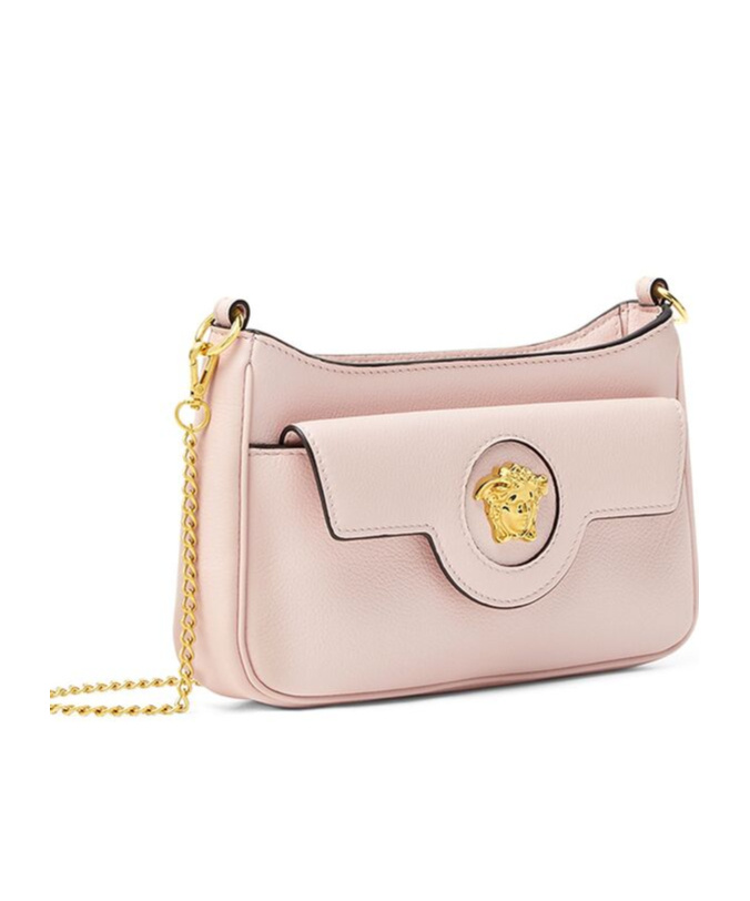 Versace Zip-open Shoulder Bag In Nude