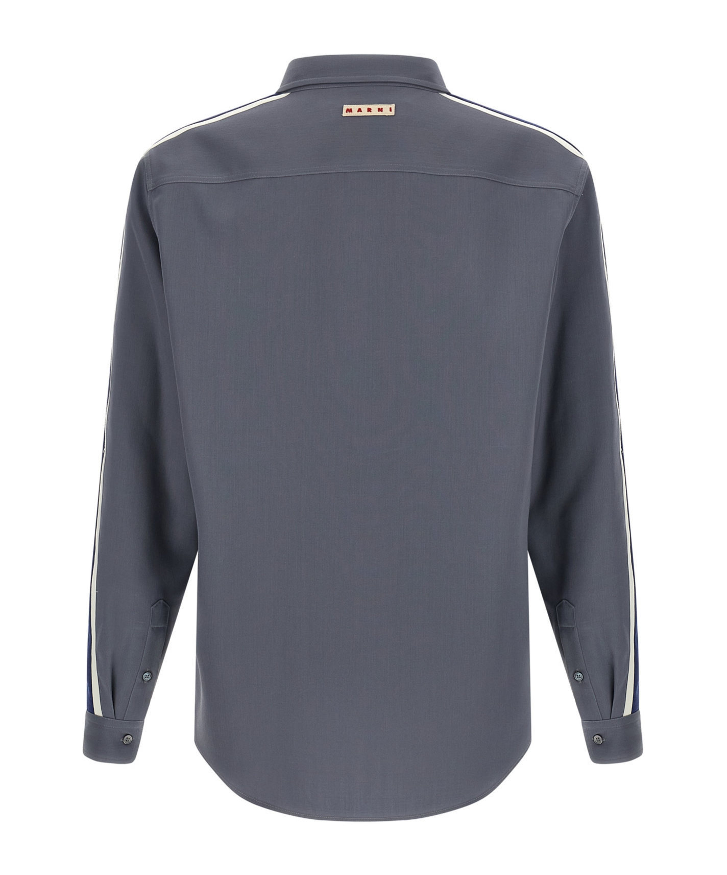 Marni Wool Shirt With Button-down Collar And Pocket In Blue
