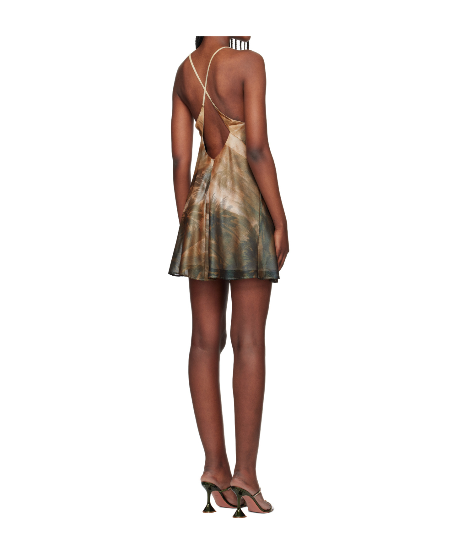 Palm Angels Sunset Palms Mini Dress In Neutral
