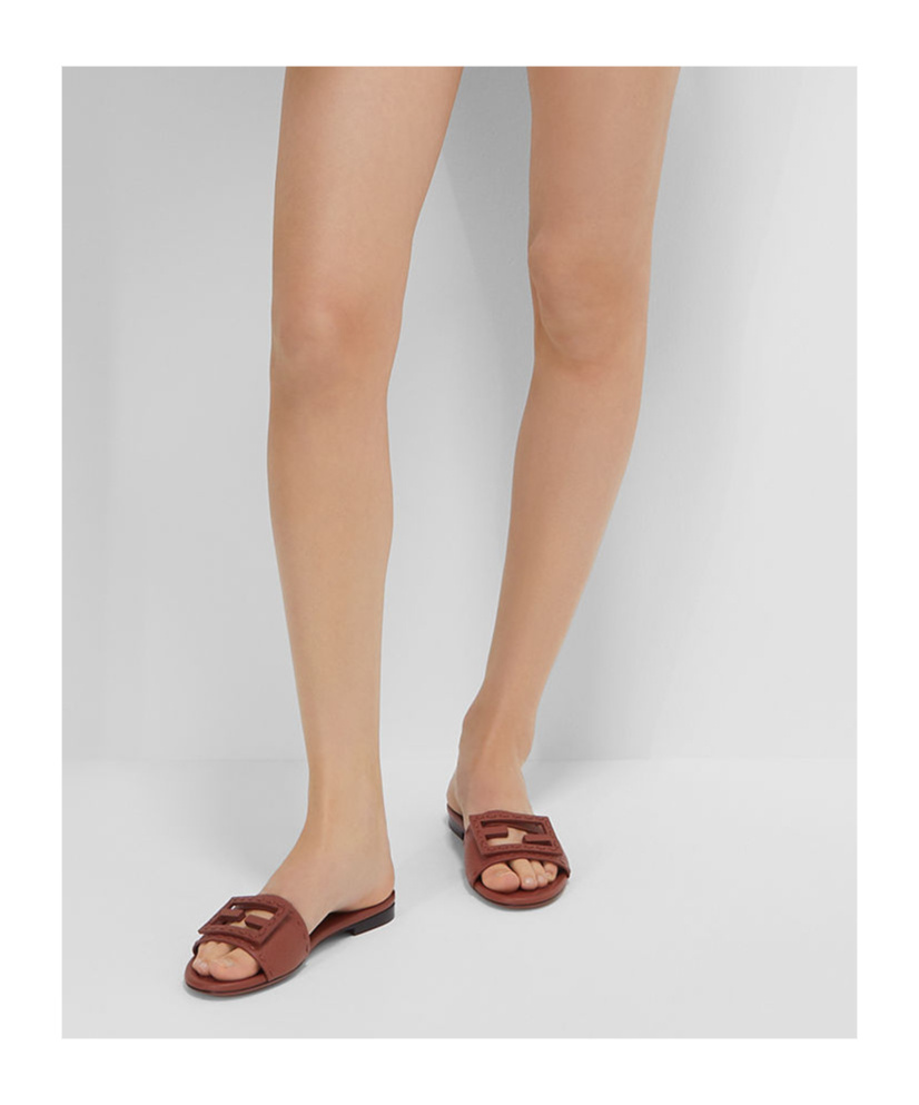 Fendi Ff Tube Medallion Flat Sandals In Multicolor