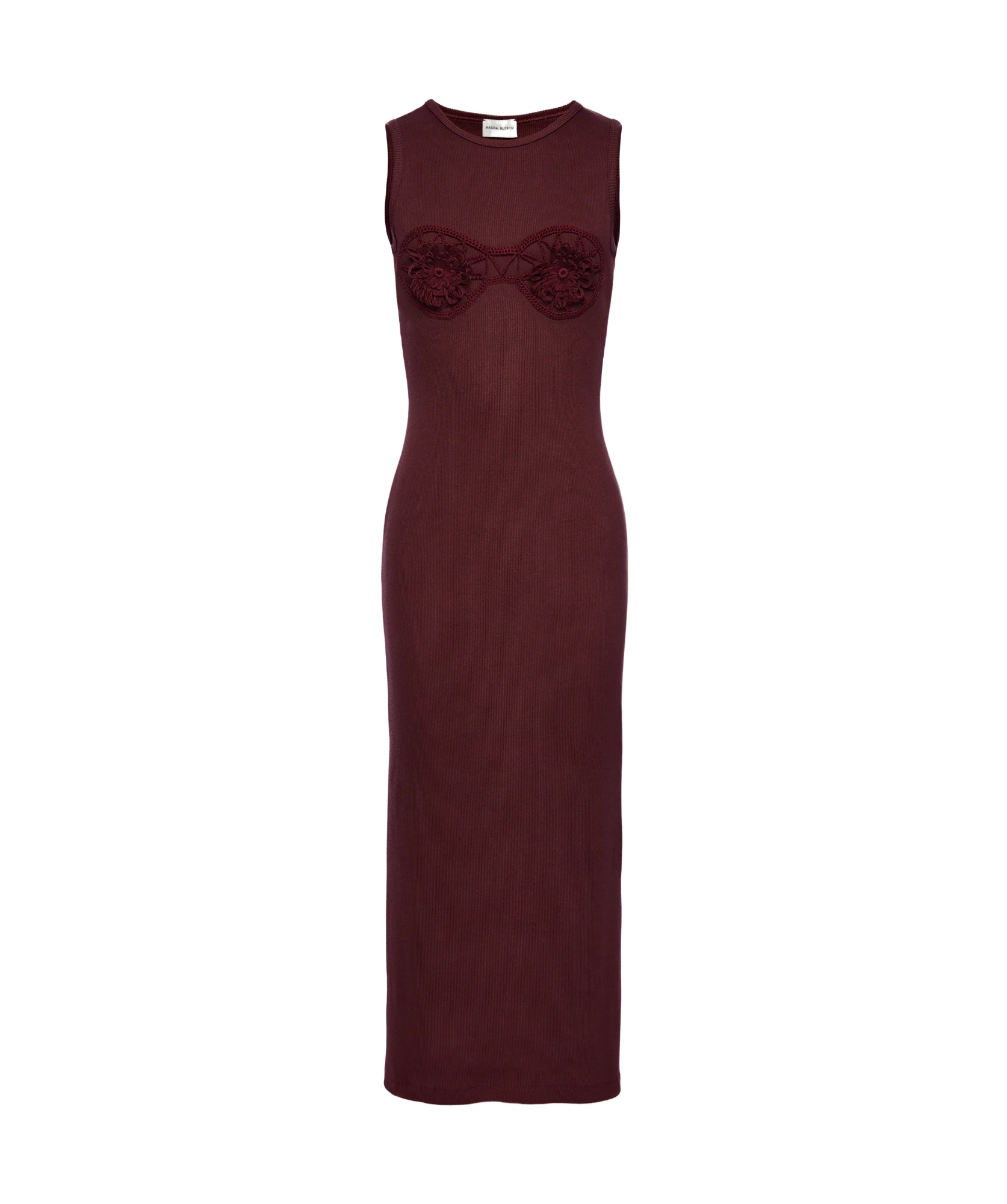 Magda Butrym Crochet Bra Cotton Tank Dress In Bordeaux In Bordeaux
