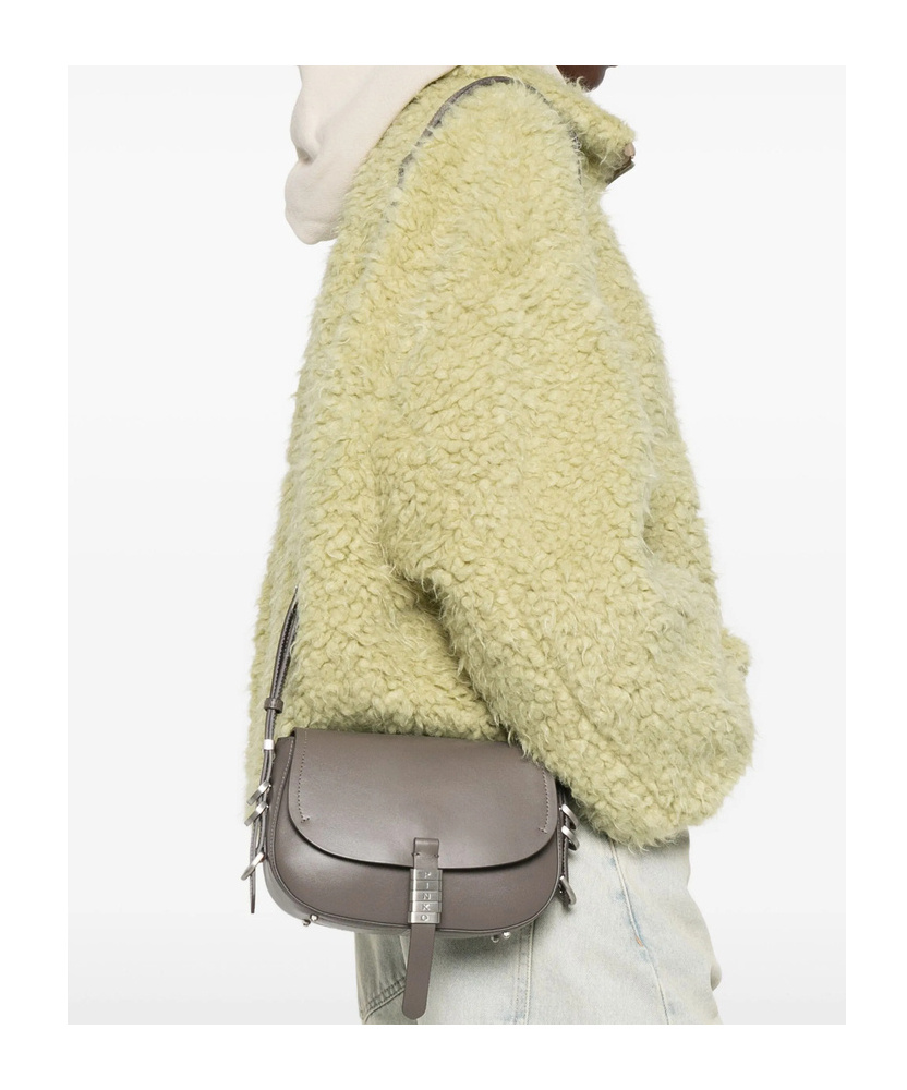 Pinko Leather Cross Body Bag In Gray