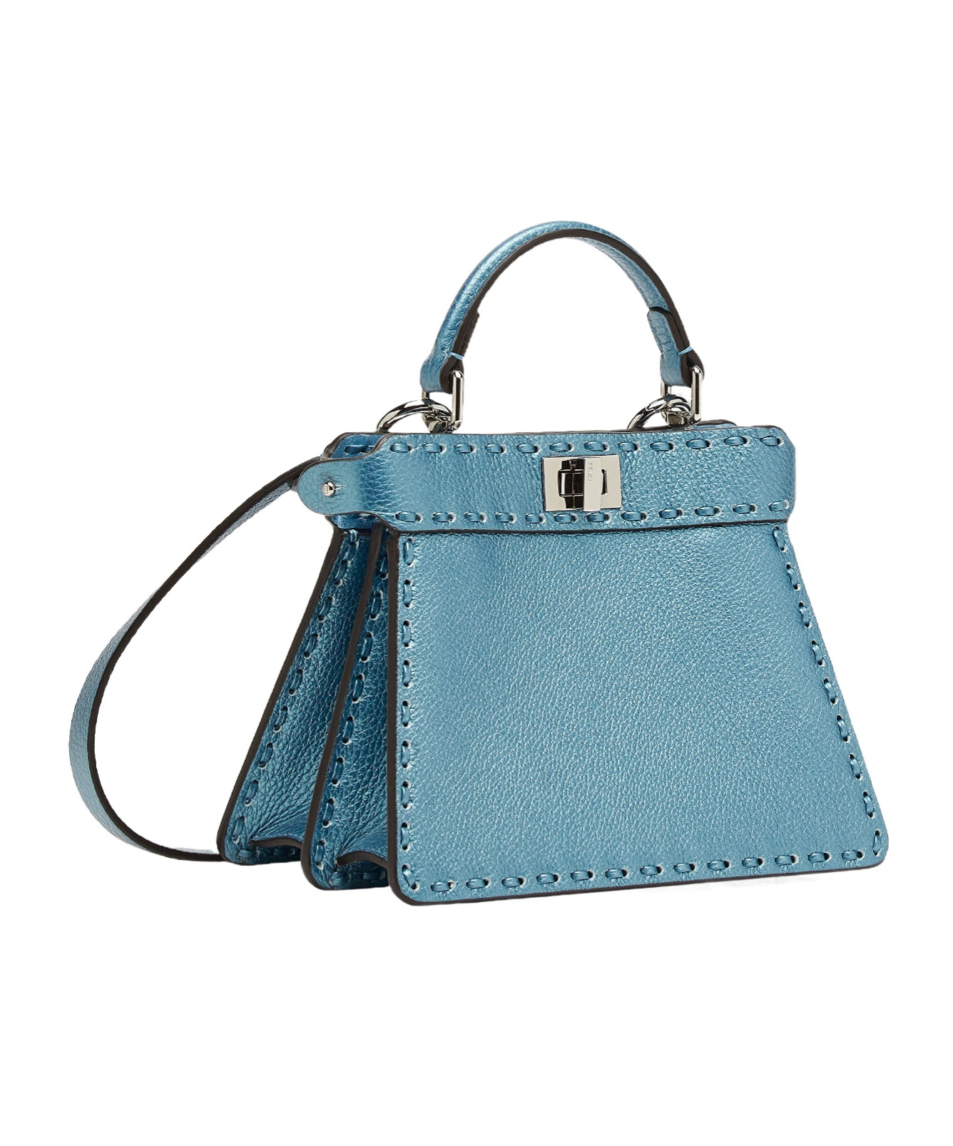 Fendi Petite Peekaboo Iseeu Leather Top Handle Bag In Blue