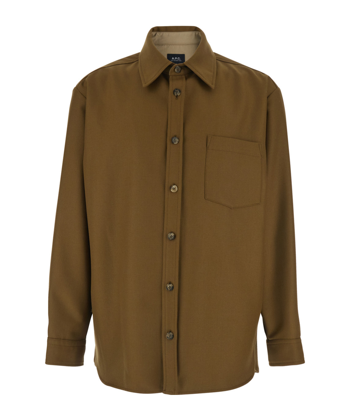 Apc Brown Jacket With Classic Collar And Buttoned Cuffs In Wool Blend Man In Brown