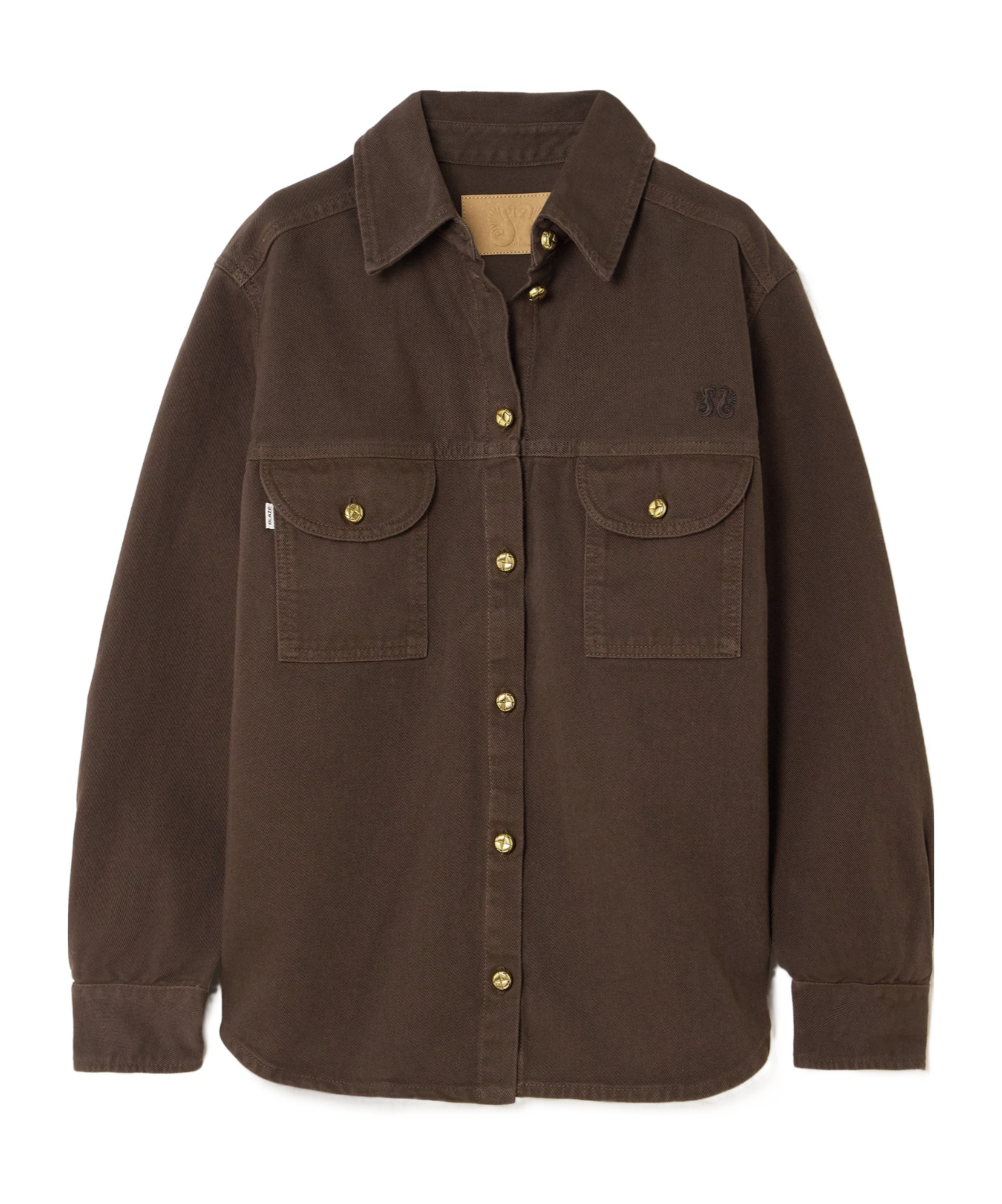 Blazé Milano Berber Embroidered Denim Shirt In Brown