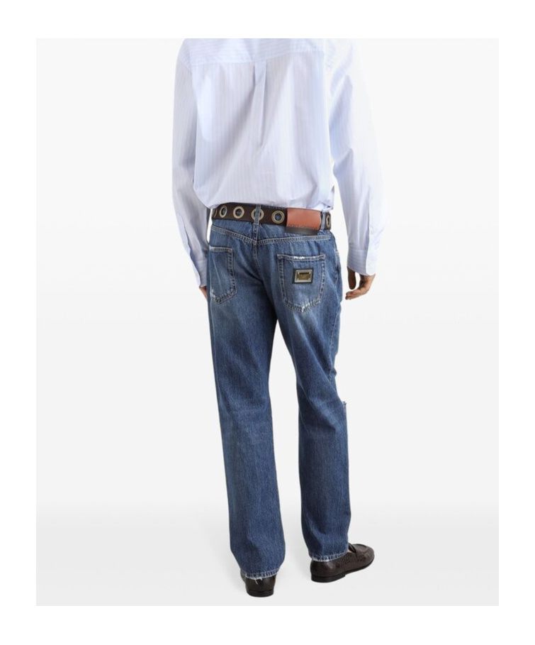 DOLCE & GABBANA DOLCE  GABBANA DISTRESSED STRAIGHT LEG JEANS