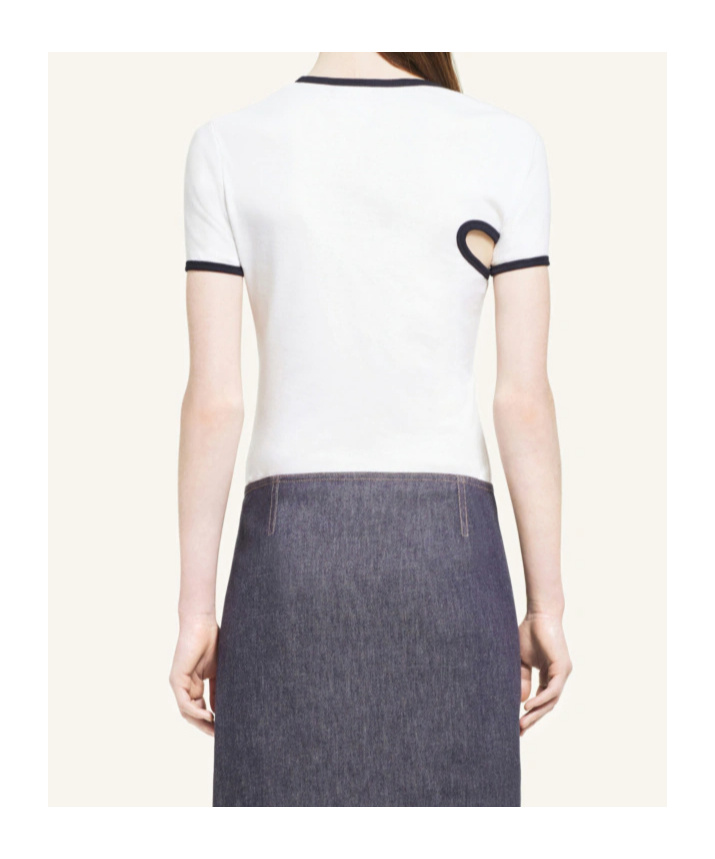 Shop Courrèges Slash Contrast T-shirt In White