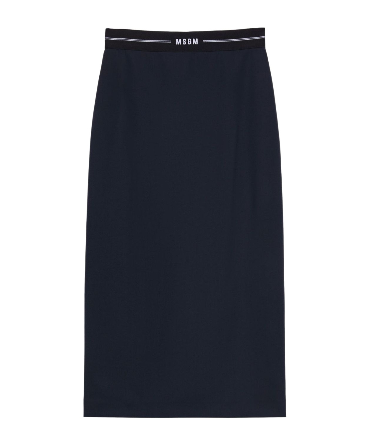 Msgm Logo Waistband Wool Skirt In Blue