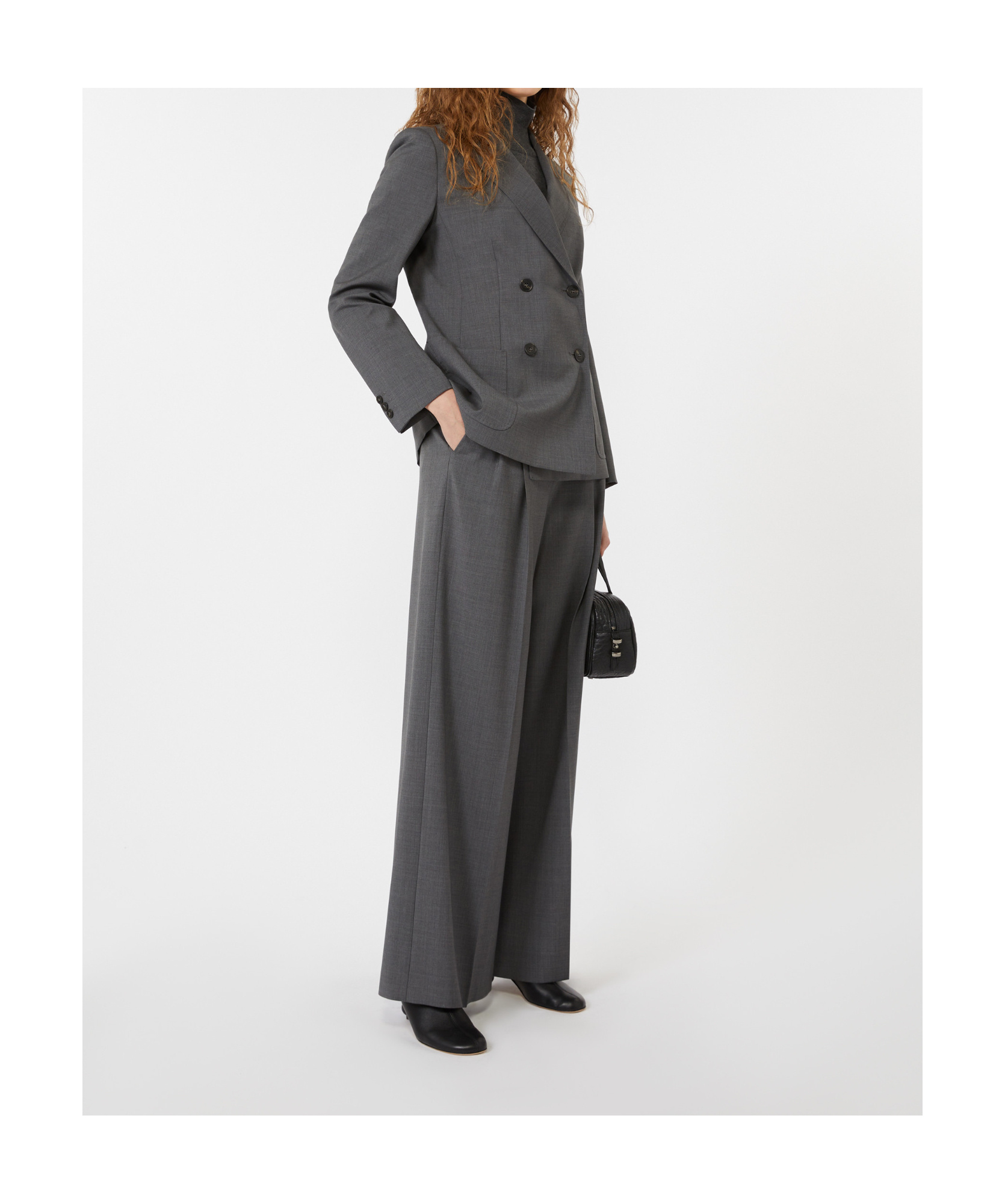 Weekend Max Mara Wool Double-breasted Blazer In Gray