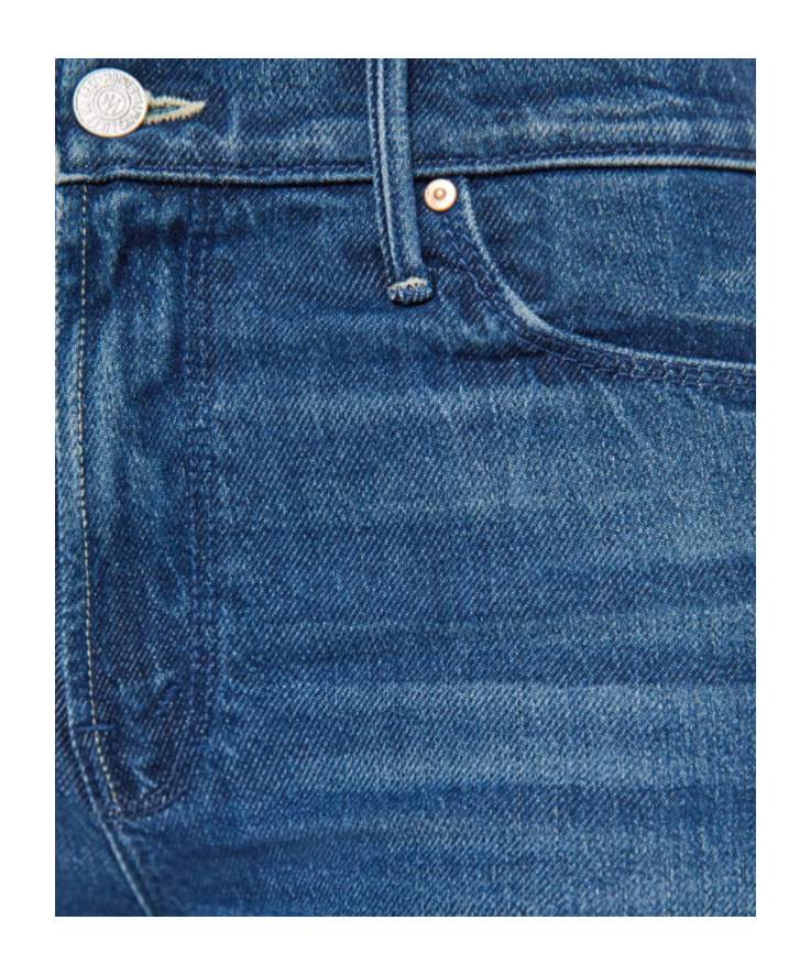 Mother The Twister Sneak Frayed Hems Flared Wide Leg Jeans In Blue