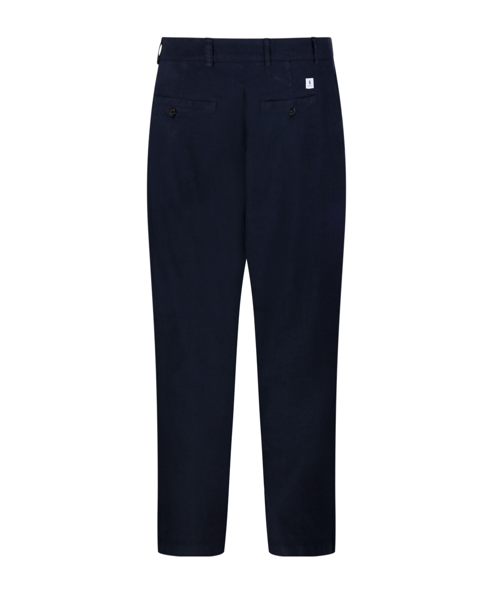 Department Five Linen-blend Trousers In Navy