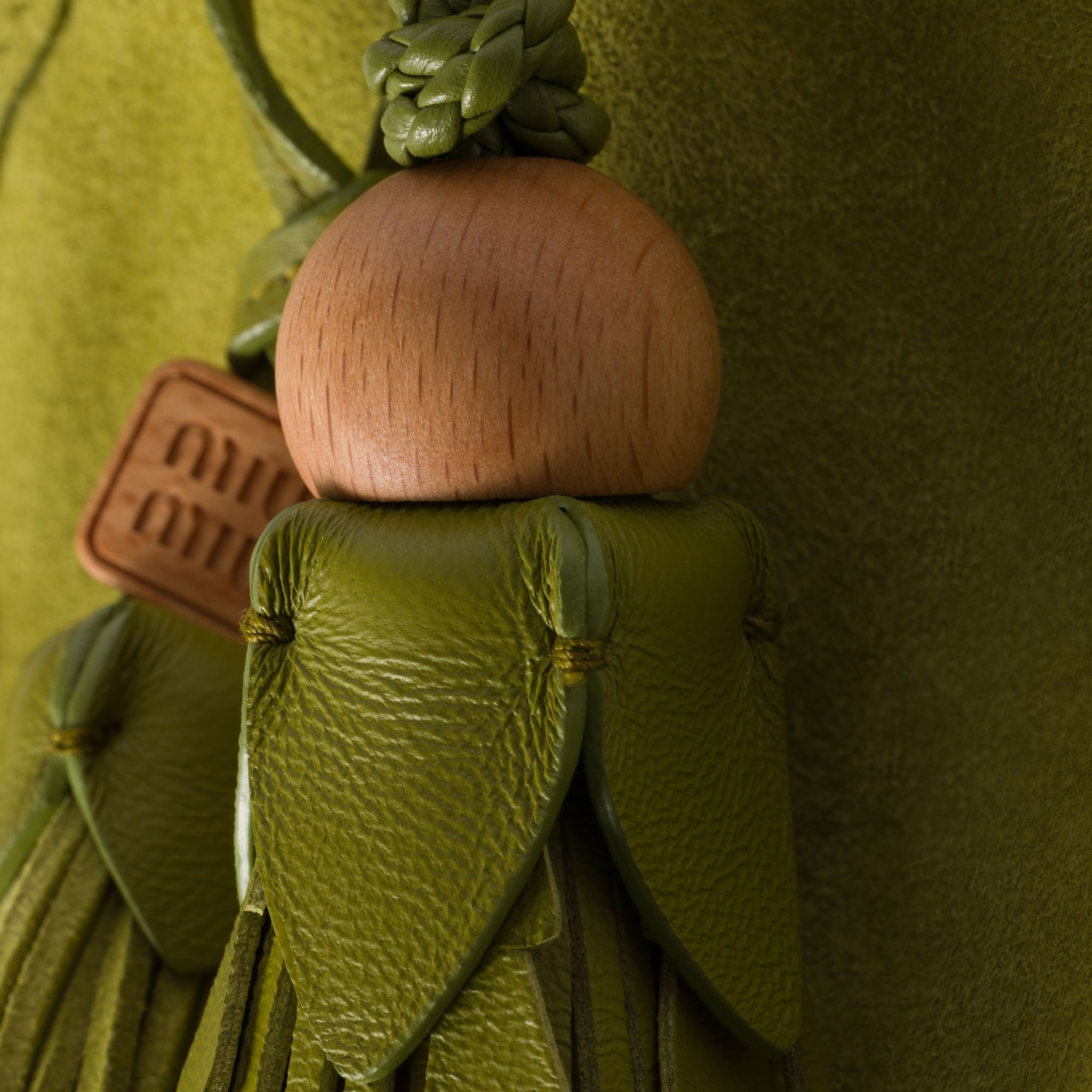 Miu Miu Suede Handbag With Tassels In Green