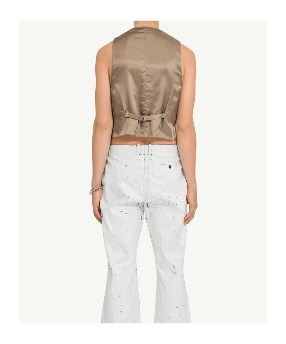 Mm6 Maison Margiela Multicolor Stretch Polyester Blend Vest In White
