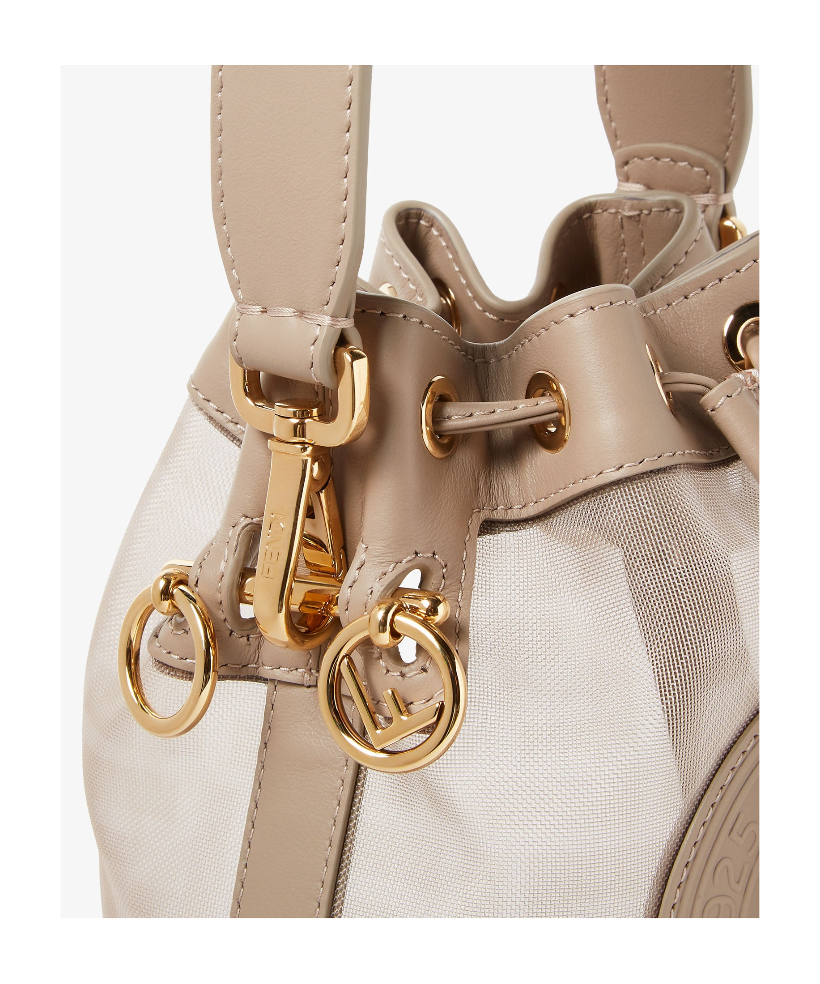Fendi Mon Tresor Dove Gray Ff Mesh Mini-bag In Dove-grey