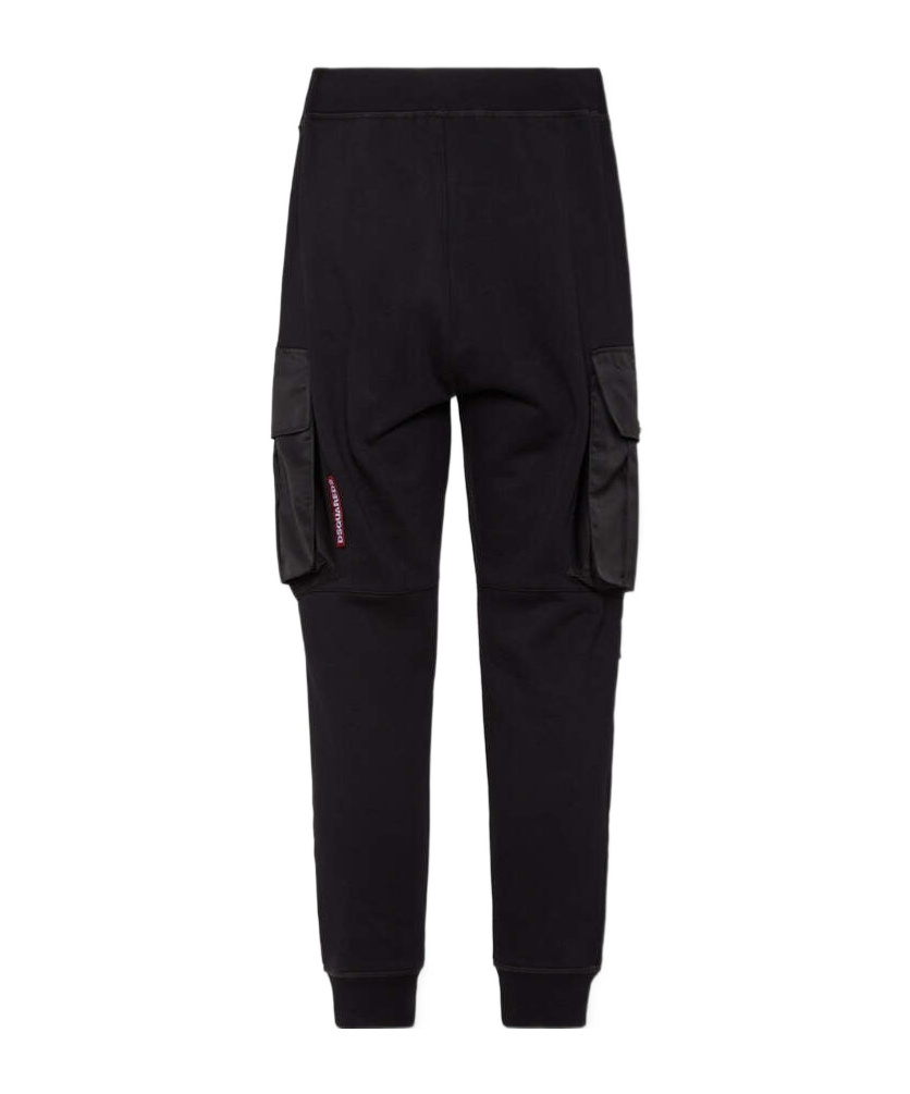 Dsquared2 Cargo Trousers With Elasticated Cuffs And Drawstring Waist In Black