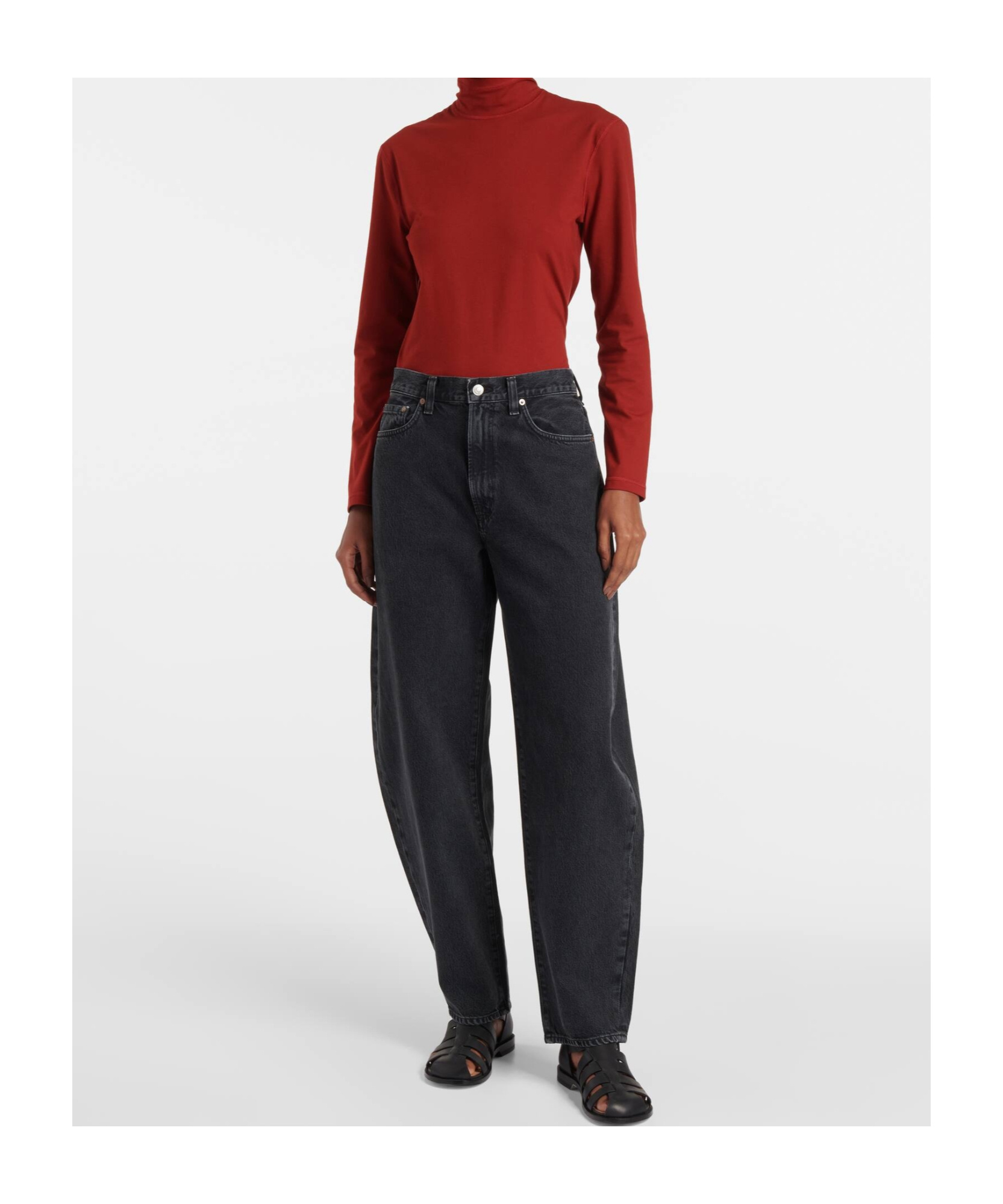 Agolde Denim Trousers With Belt Loops In Black