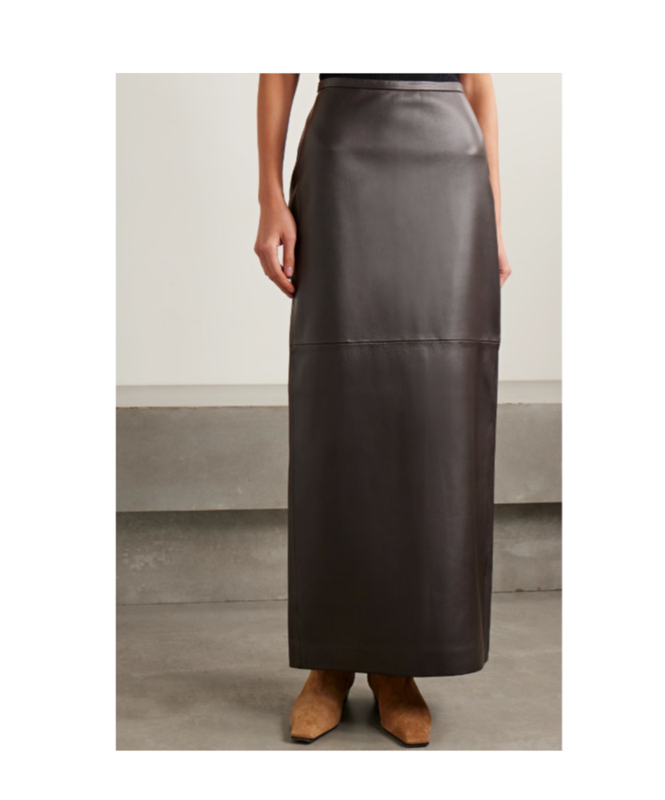 Co Paneled Leather Maxi Skirt In Black