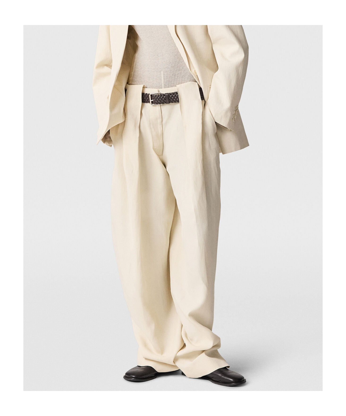 Stella Mccartney High-waisted Pleated Trousers In Cream