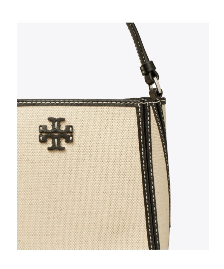 TORY BURCH SMALL MCGRAW CANVAS BUCKET BAG