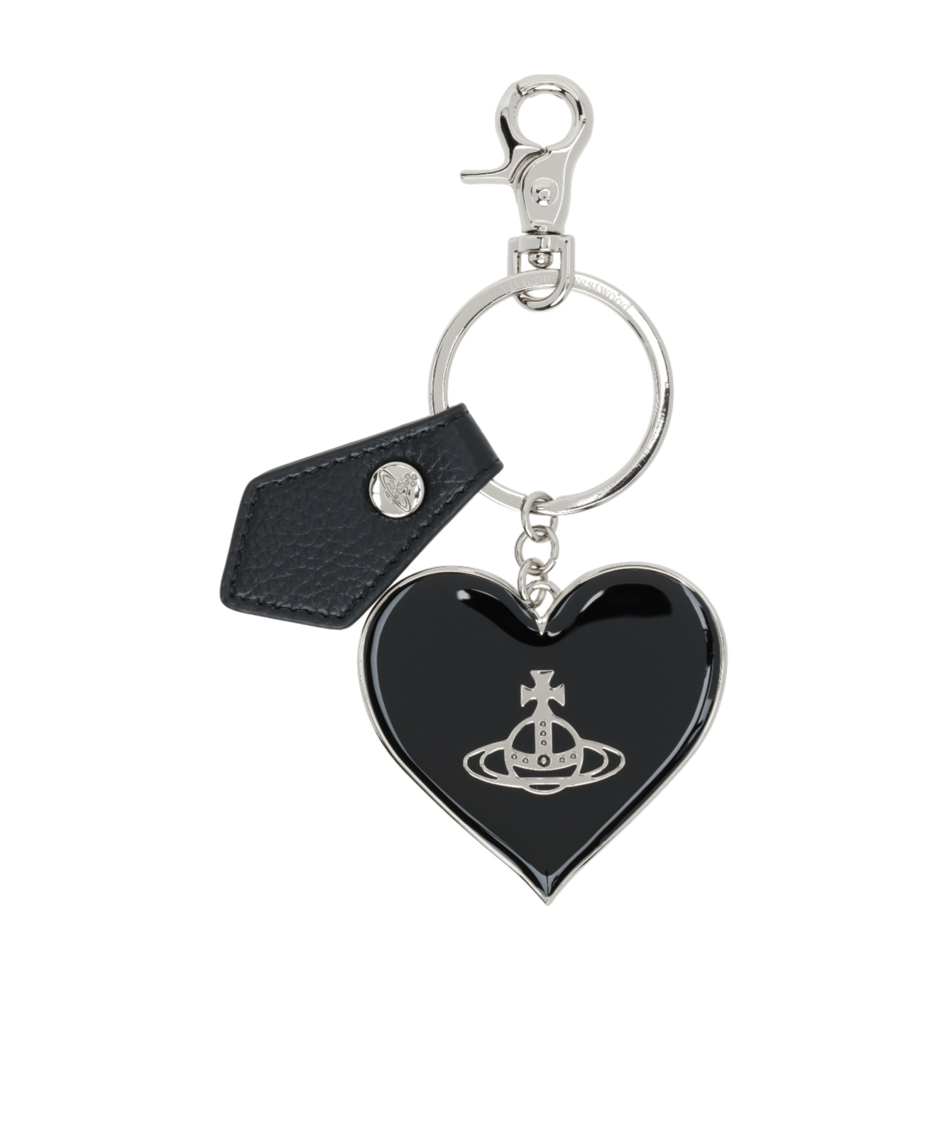 Vivienne Westwood Mirror Heart Orb Keychain In Black