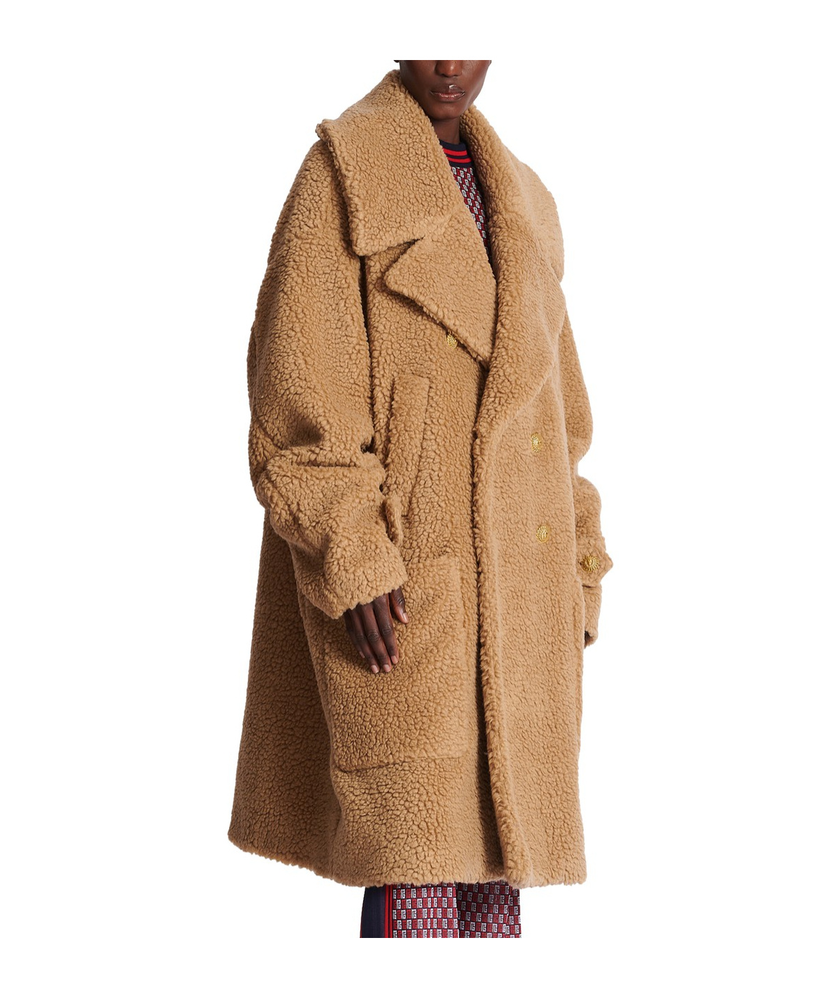 Shop Balmain Double-breasted Coat In Brown