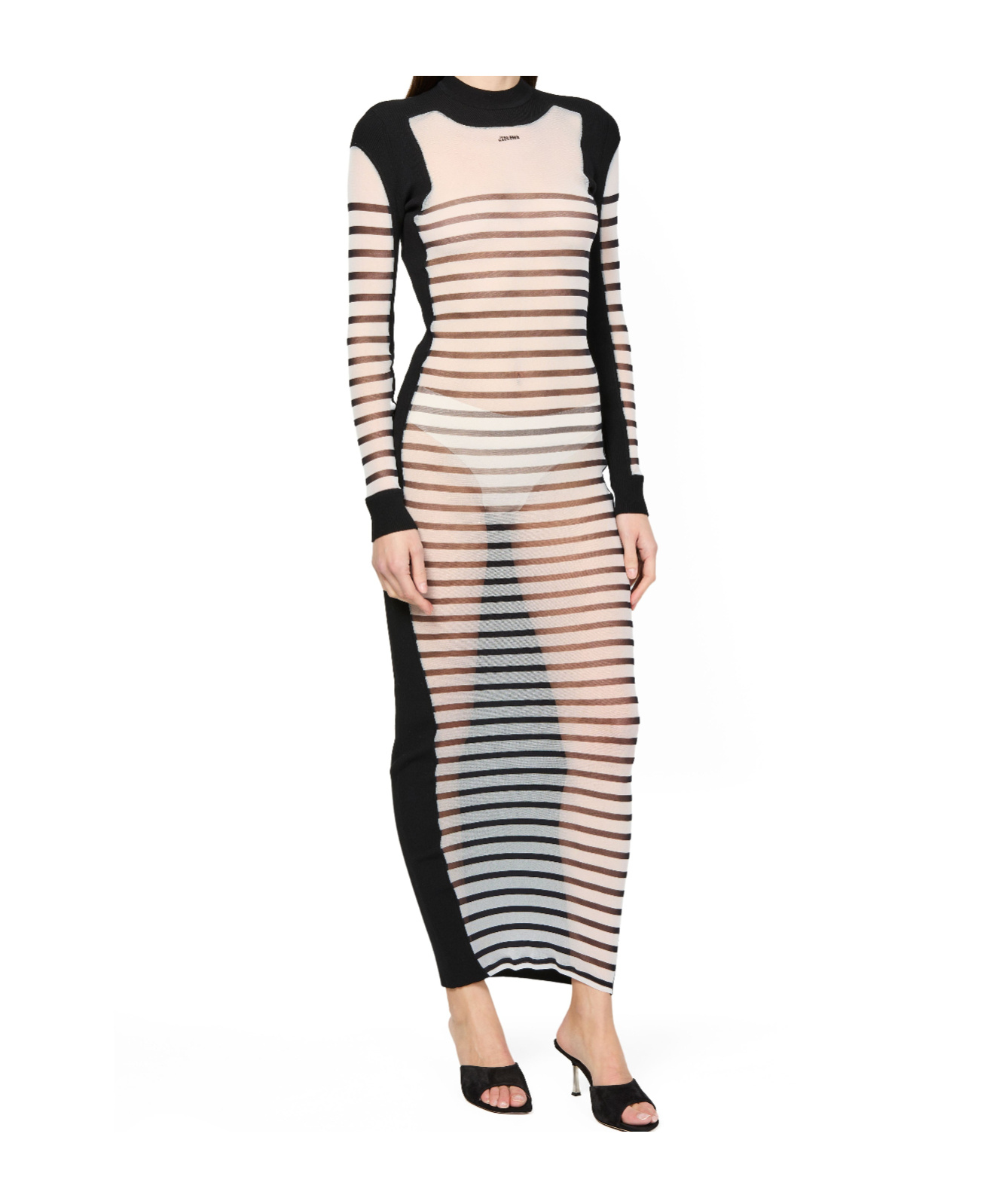Jean Paul Gaultier Striped Dress Featuring Contrast Panels In White