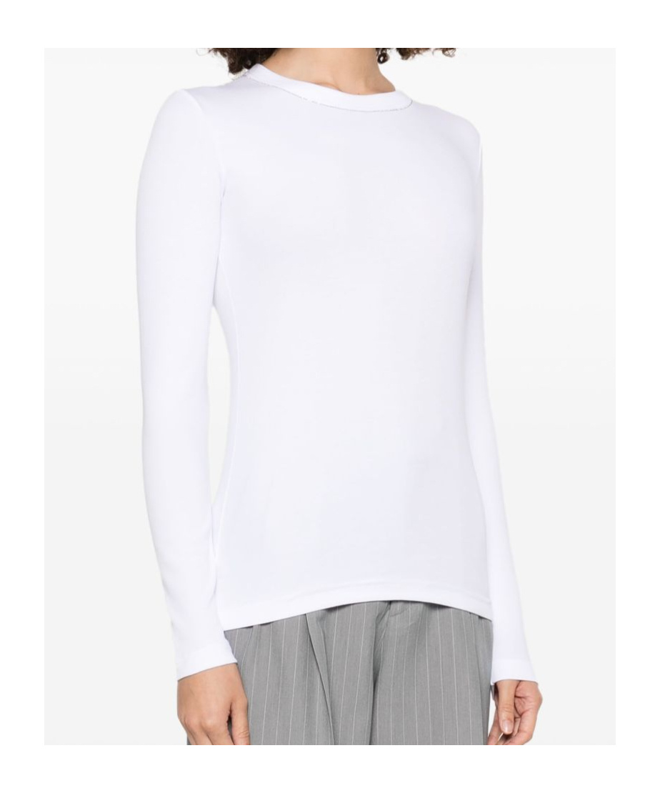 Fabiana Filippi Crewneck Cotton Knit Sweater In White